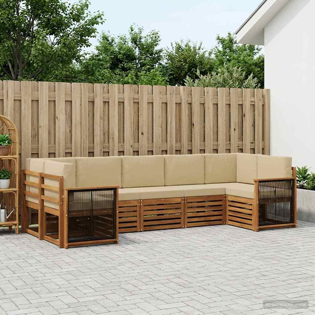 Set vanjskih sofa 6 kom. Prirodna