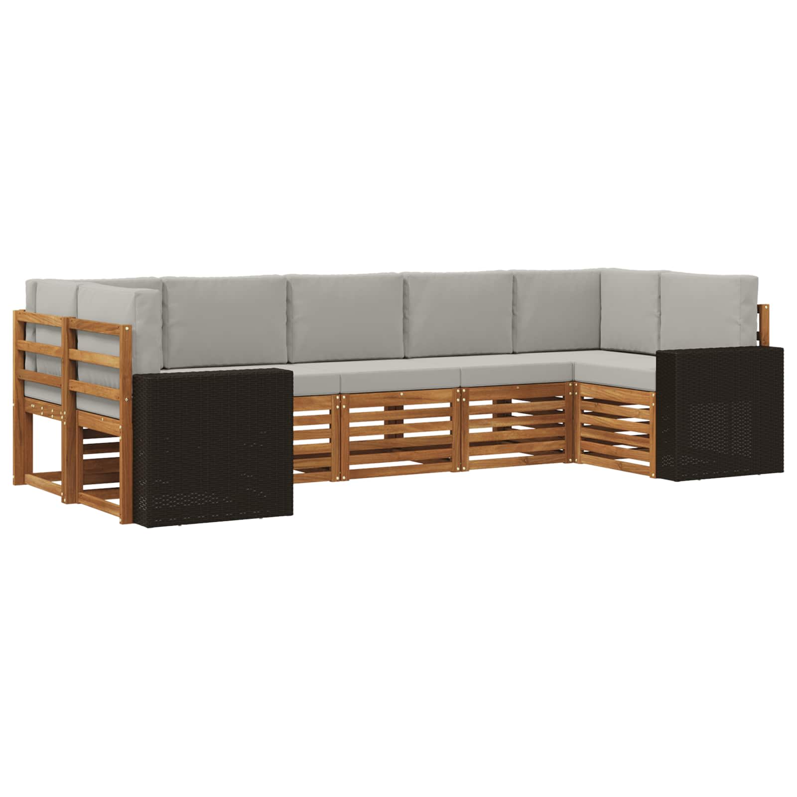 Sekcijska garnitura 7 pcs Prirodna i svjetlosiva Poliester