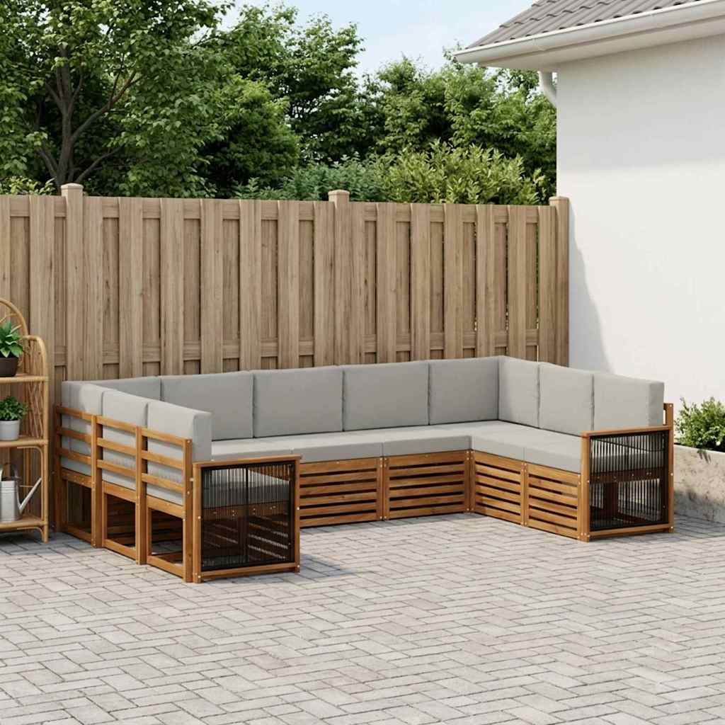 Sekcijska garnitura s jastukom 7 pcs Prirodna i svjetlosiva