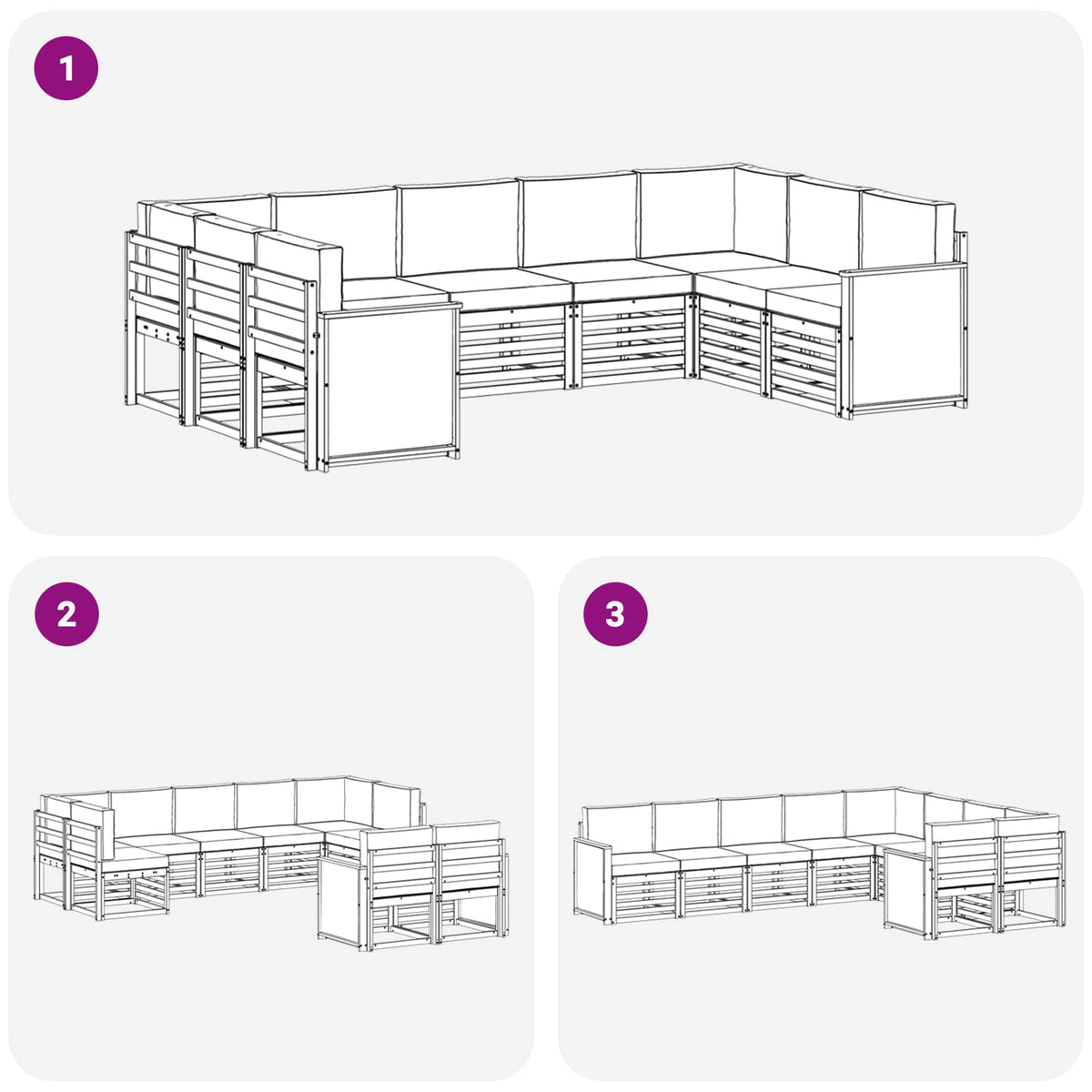 Set vanjskih sofa 7 kom. Prirodna