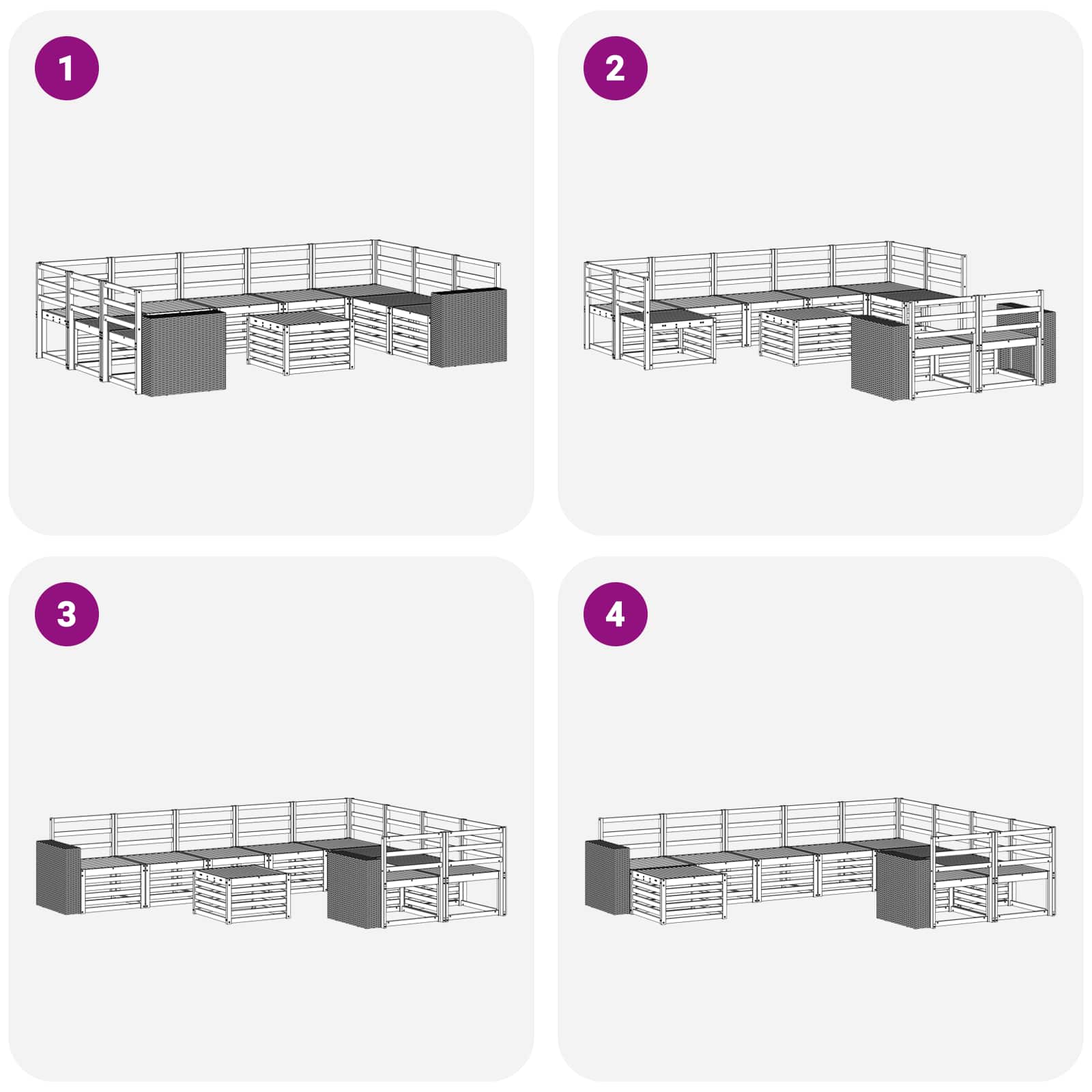 Setovi sofa 10 pcs Prirodna Čvrsto drvo akacije