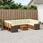 Set vanjskih sofa 10 kom. Prirodna i krem Poliester