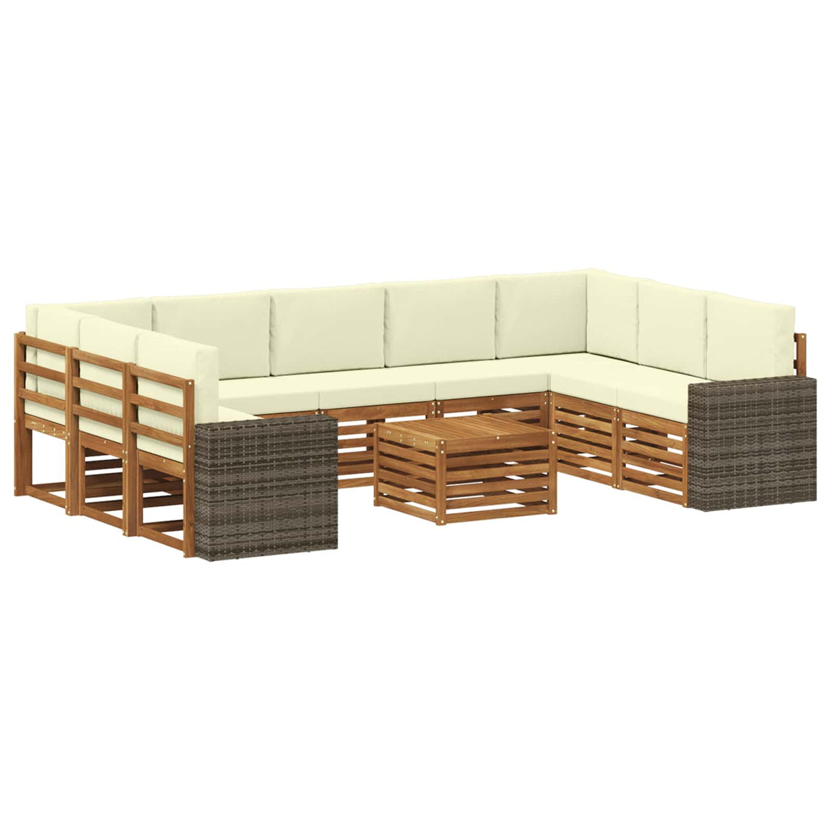 Set vanjskih sofa 10 kom. Prirodna i krem Poliester