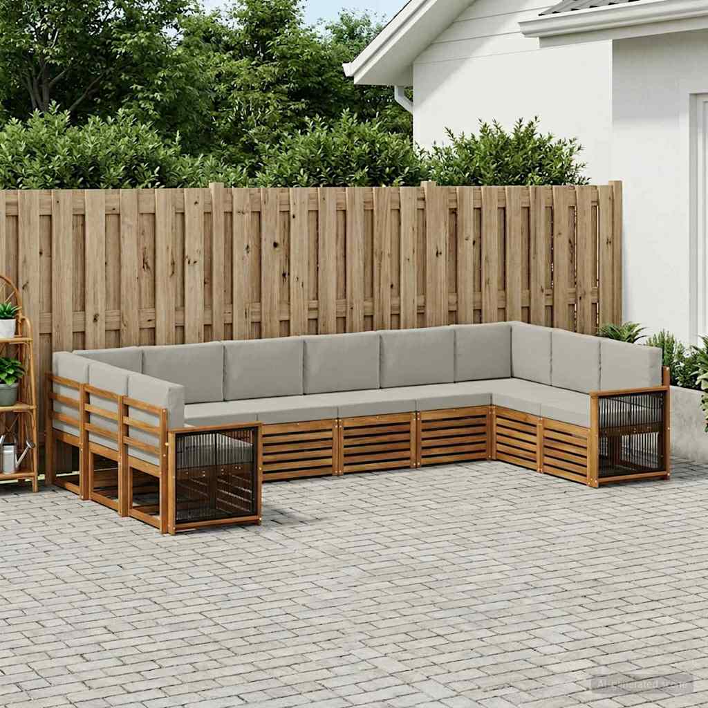 Set vanjskih sofa 7 kom. Prirodna i svjetlosiva