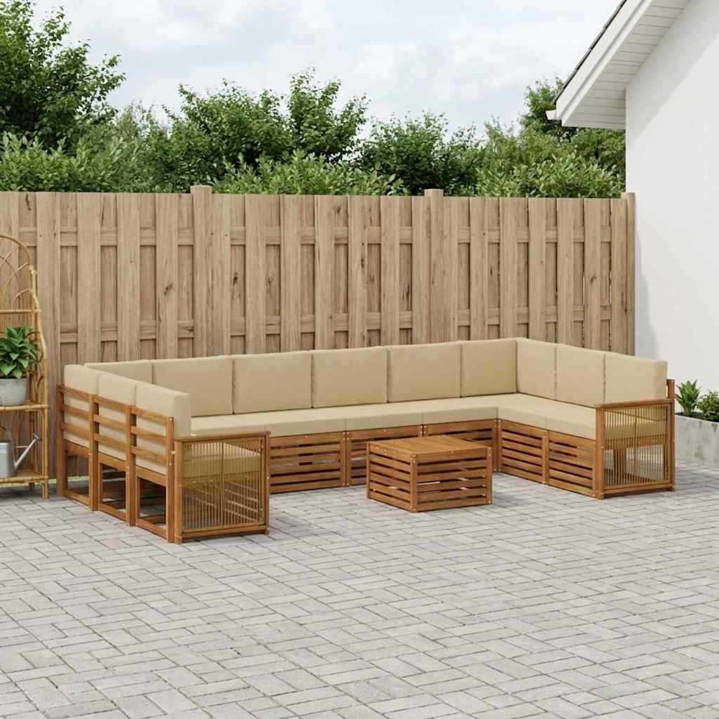 Set vanjskih sofa s jastukom 8 pcs Prirodna
