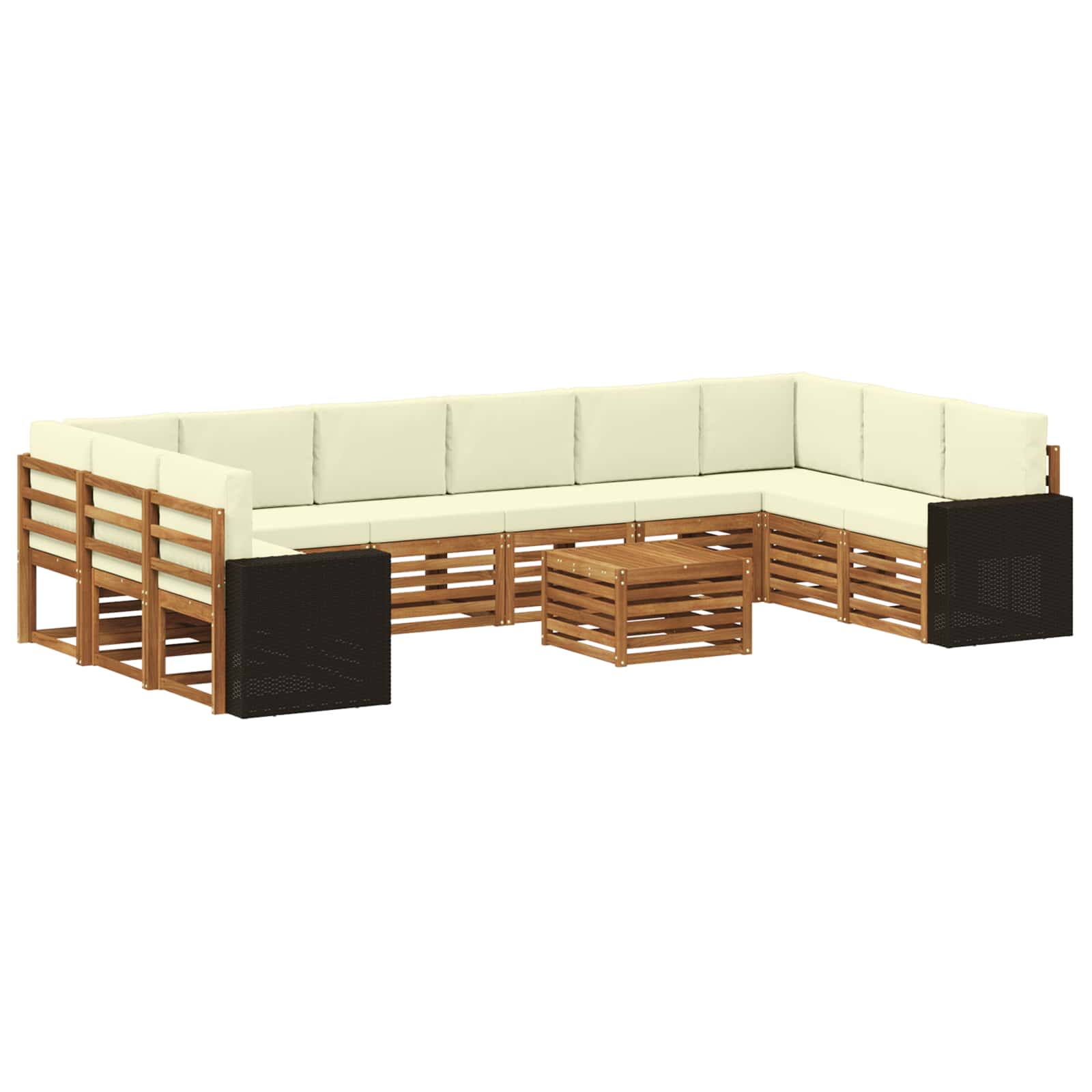 Set vanjskih sofa s jastukom 11 pcs Prirodna i krem Poliester