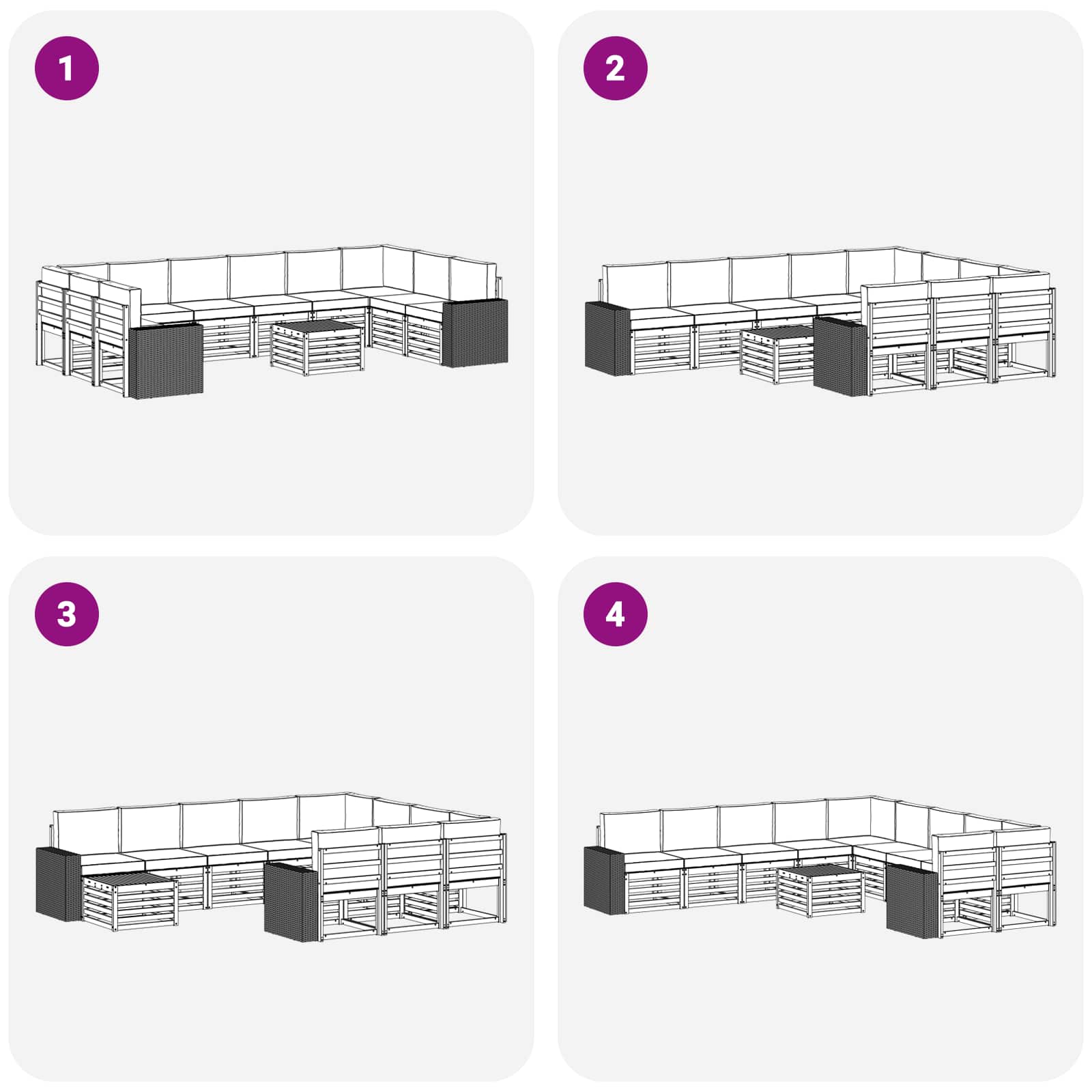 Set vanjskih sofa s jastukom 11 pcs Prirodna i bež Poliester
