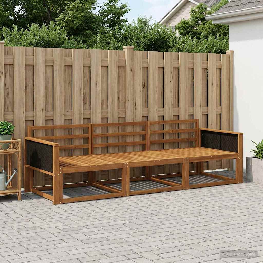 Set vanjskih sofa 3 pcs Prirodna Čvrsto drvo akacije