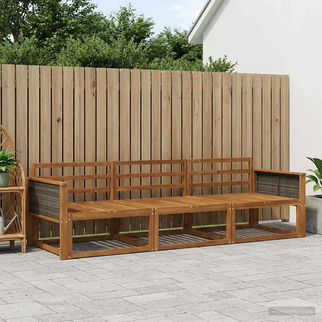 Set vanjskih sofa 3 pcs Prirodna Čvrsto drvo akacije