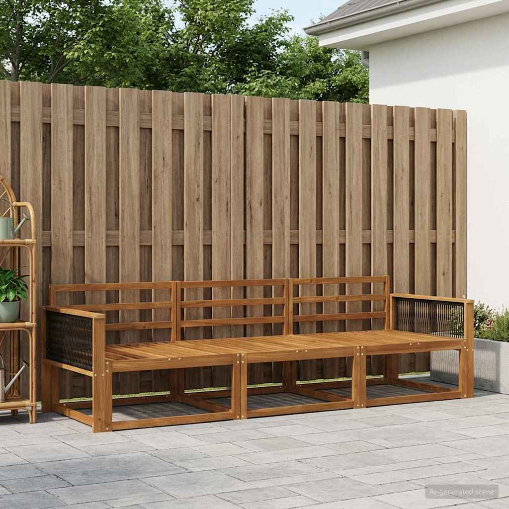 Set vanjskih sofa 3 pcs Prirodna Čvrsto drvo akacije