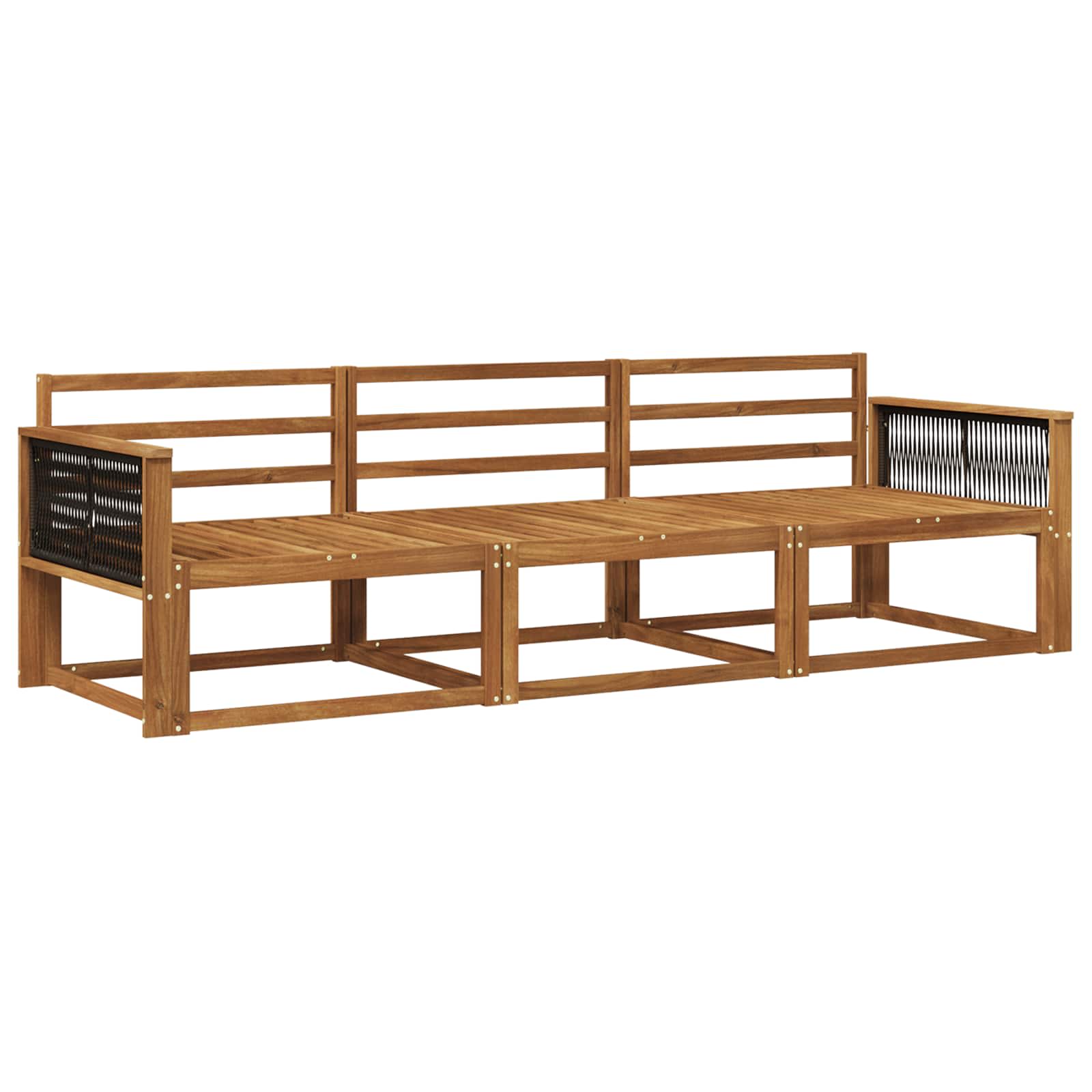 Set vanjskih sofa 3 pcs Prirodna Čvrsto drvo akacije