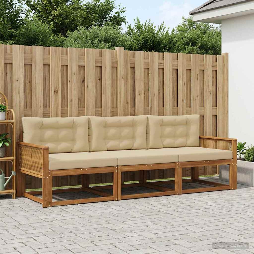 Set vanjskih sofa 3 kom. Prirodna i bež