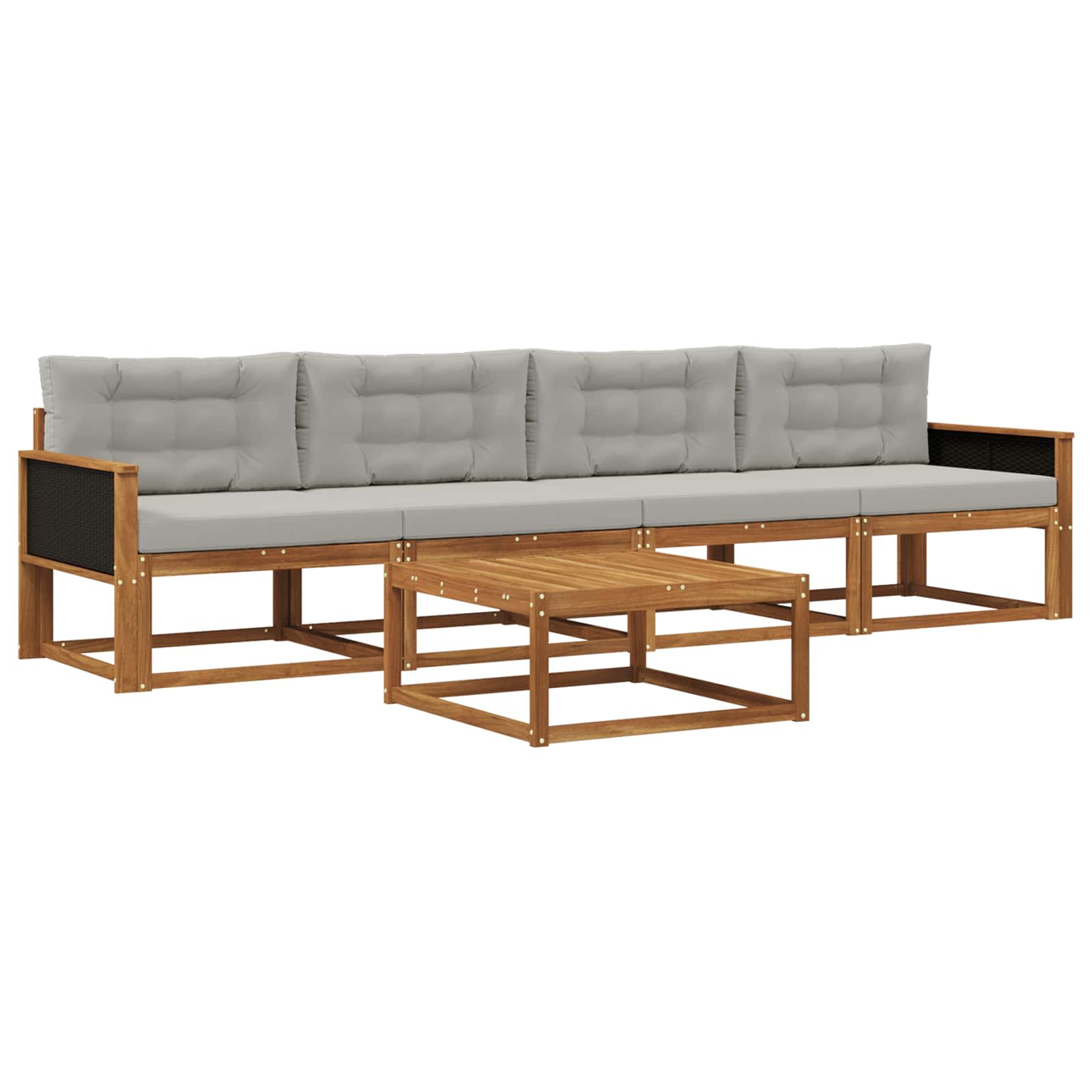 Set vanjskih sofa s jastukom 5 pcs Prirodna i Svjetlosiva