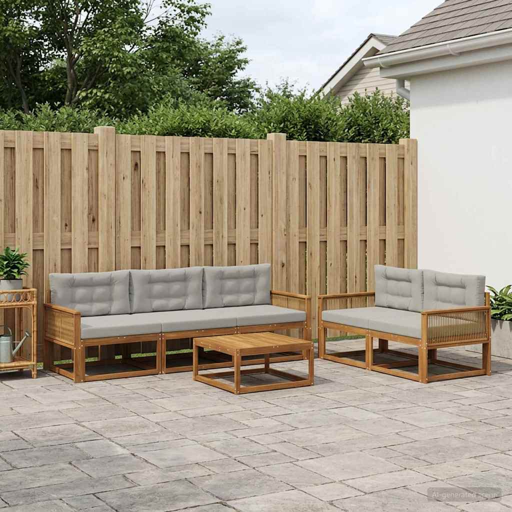 Set vanjskih sofa 6 pcs Prirodna i Svjetlosiva