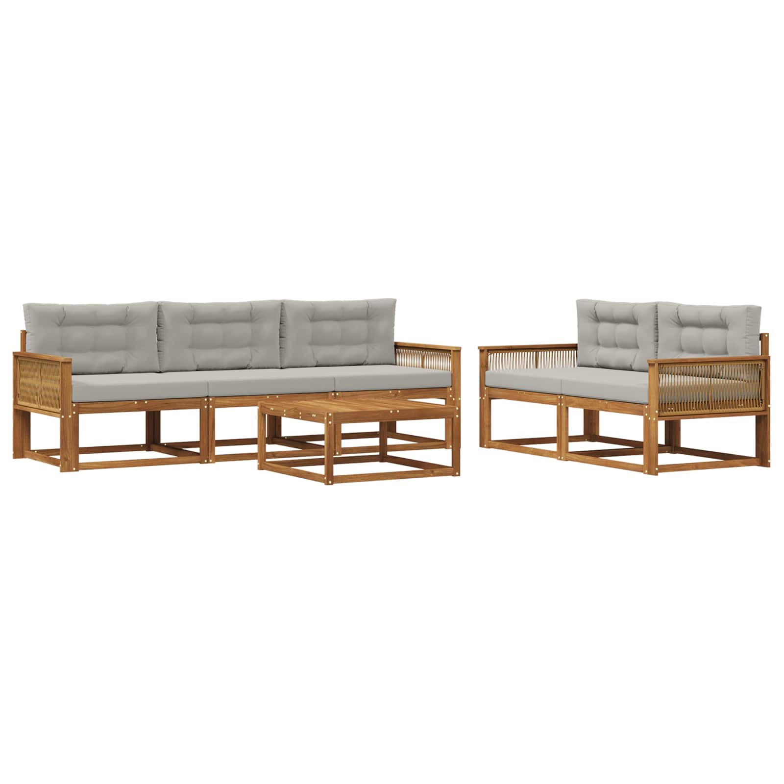 Set vanjskih sofa 6 pcs Prirodna i Svjetlosiva