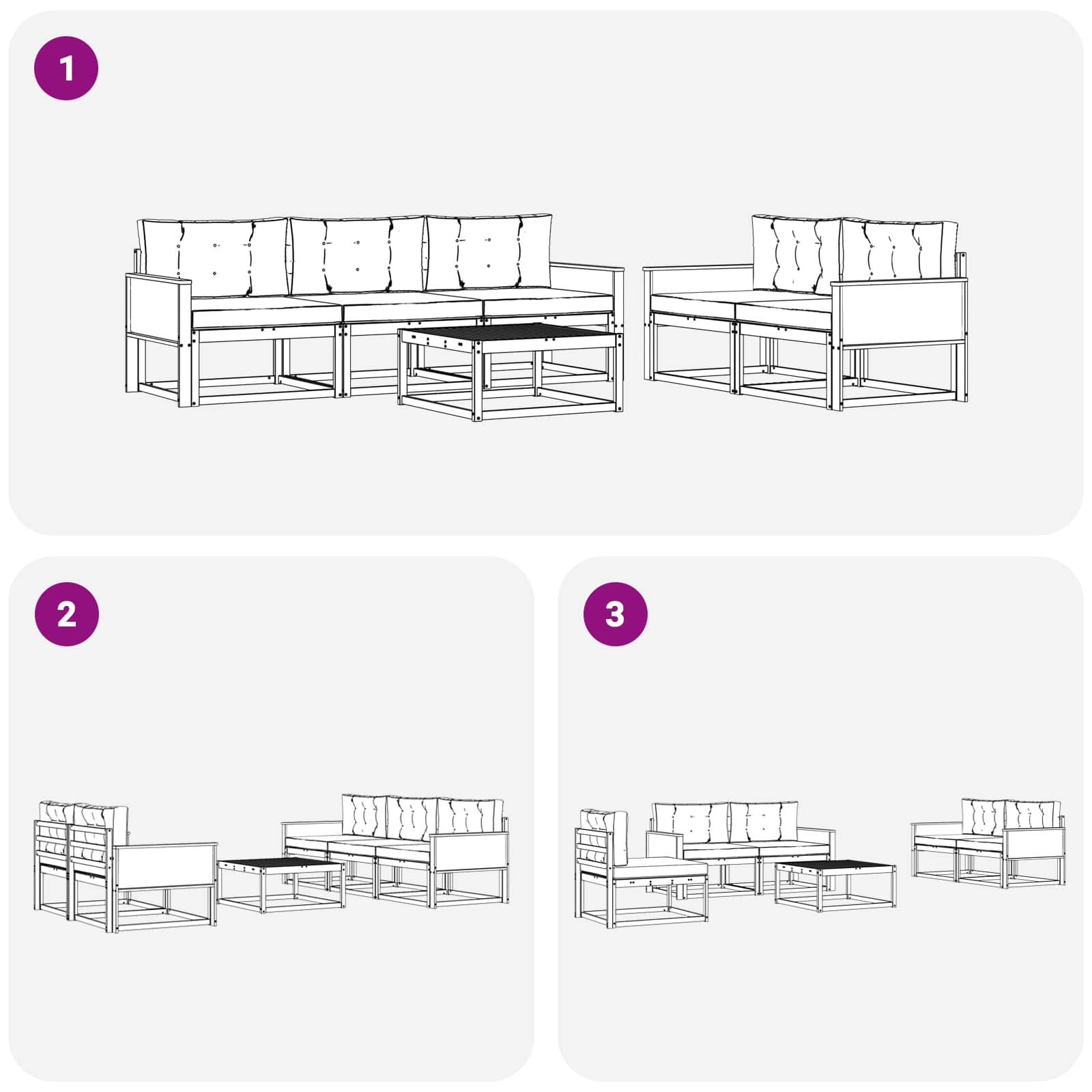 Set vanjskih sofa 6 pcs Prirodna i Svjetlosiva