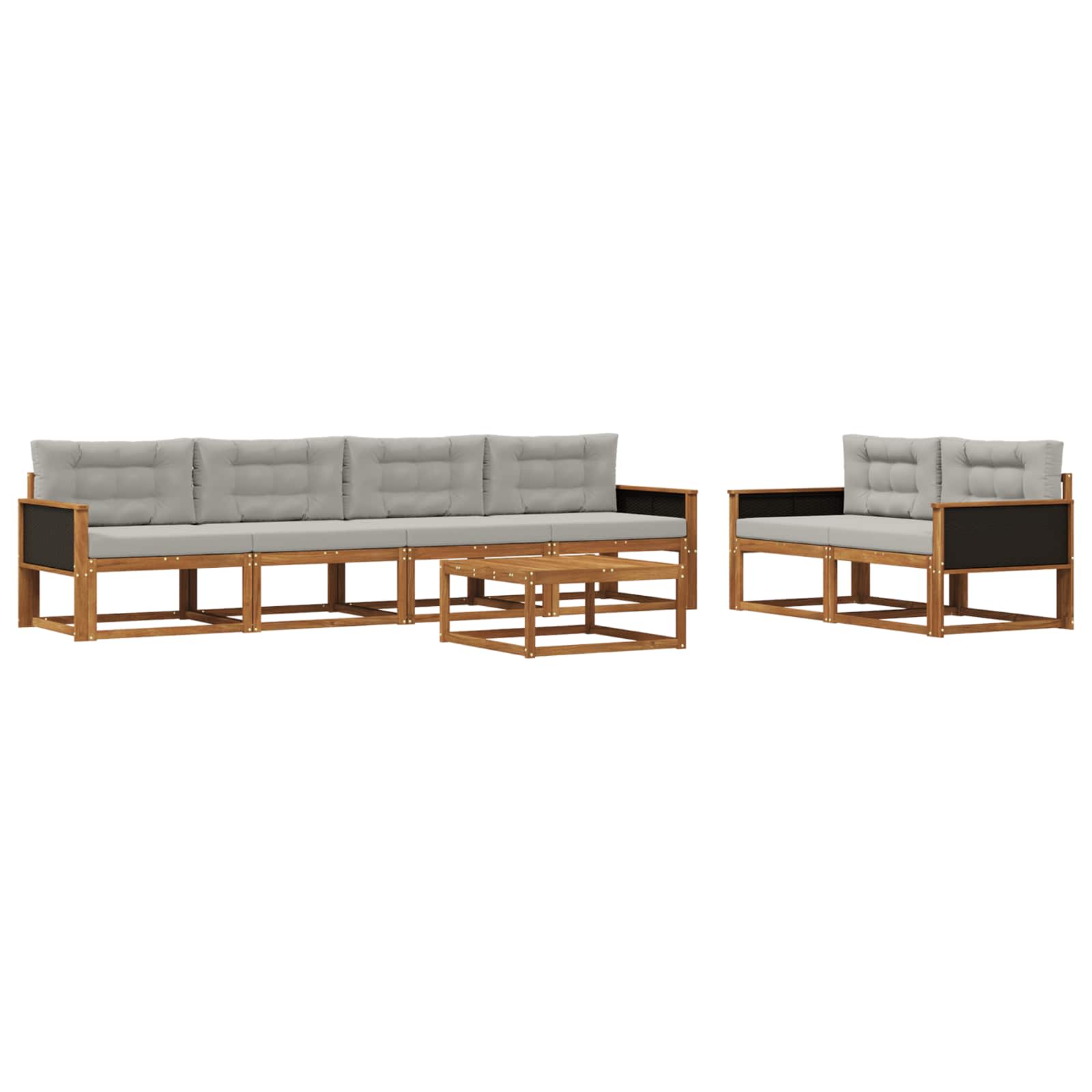 Set vanjskih sofa s jastukom 7 pcs Prirodna i Svjetlosiva