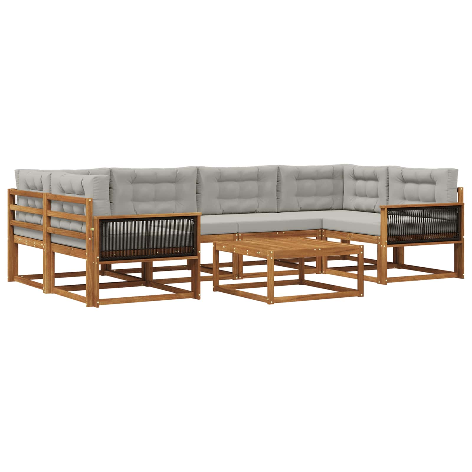 Set vanjskih sofa s jastukom 7 pcs Prirodna i Svjetlosiva