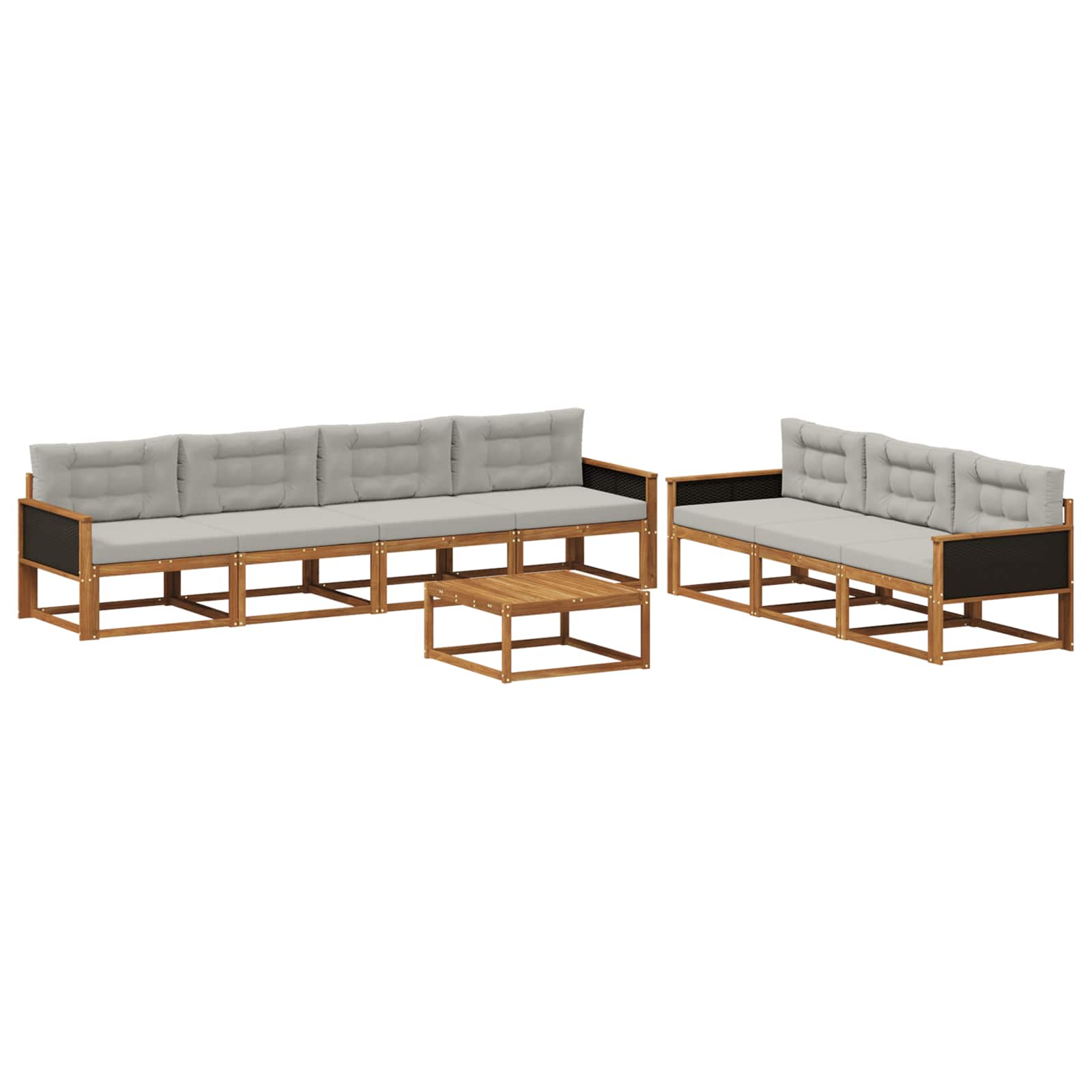 Set vanjskih sofa s jastukom 8 pcs Prirodna i Svjetlosiva