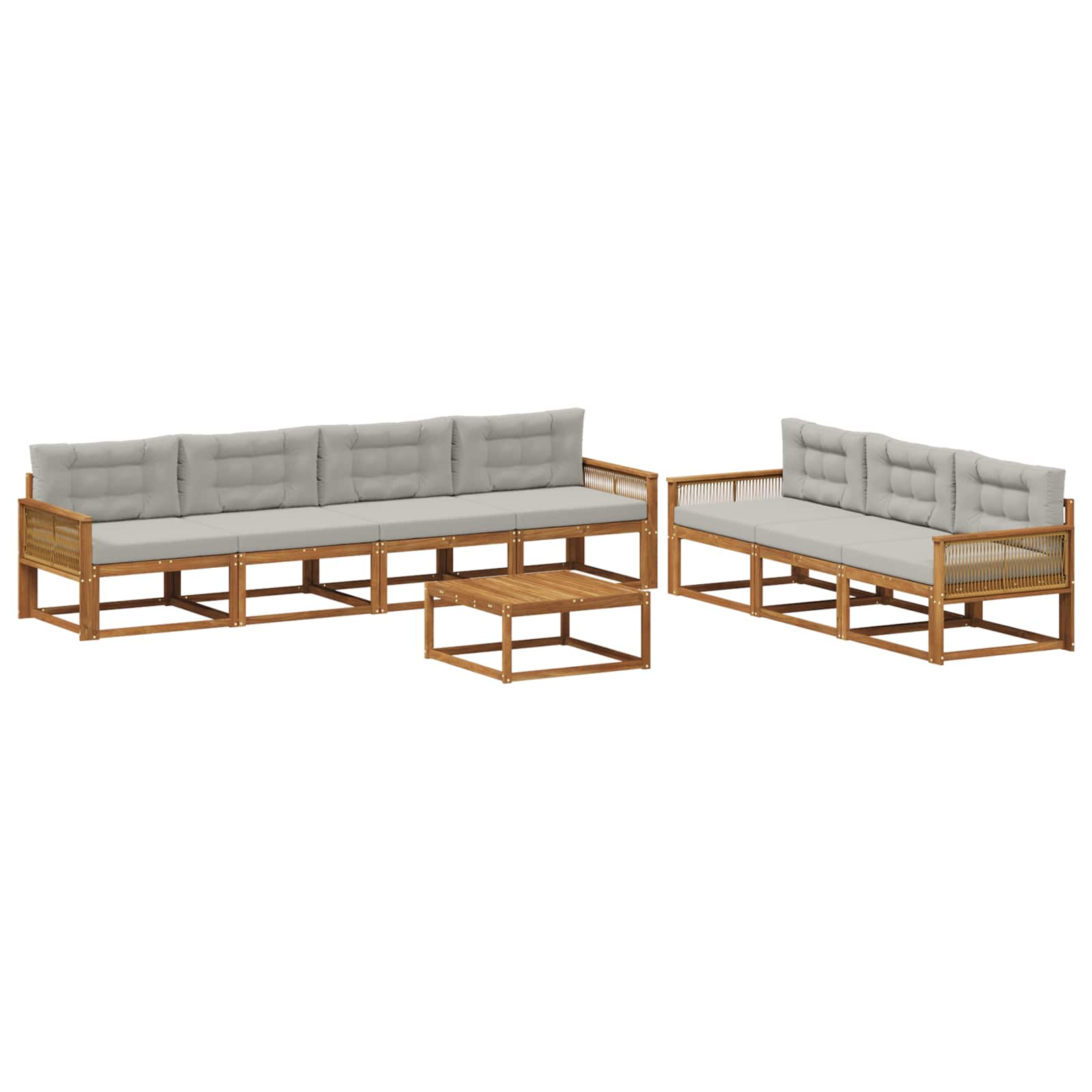 Set vanjskih sofa s jastukom 8 pcs Prirodna i Svjetlosiva
