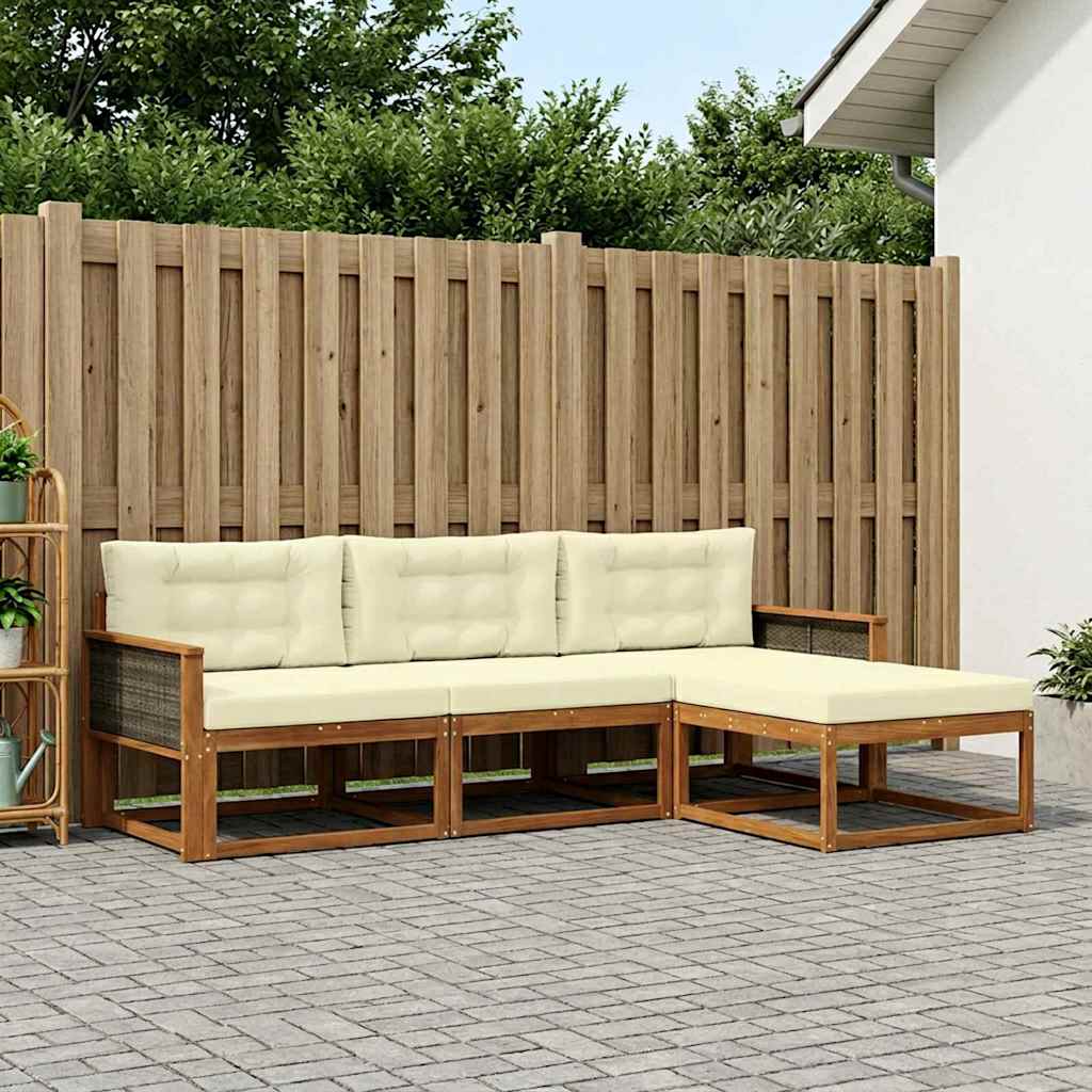 Set vanjskih sofa 4 kom. Prirodna i krem