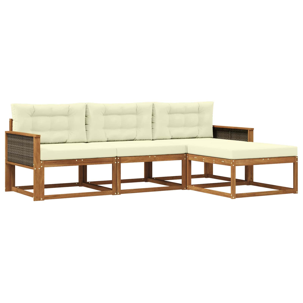 Set vanjskih sofa 4 kom. Prirodna i krem