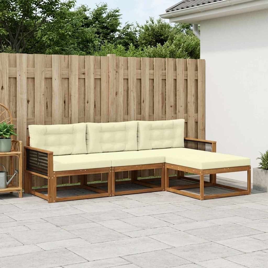 Set vanjskih sofa 4 kom. Prirodna i krem