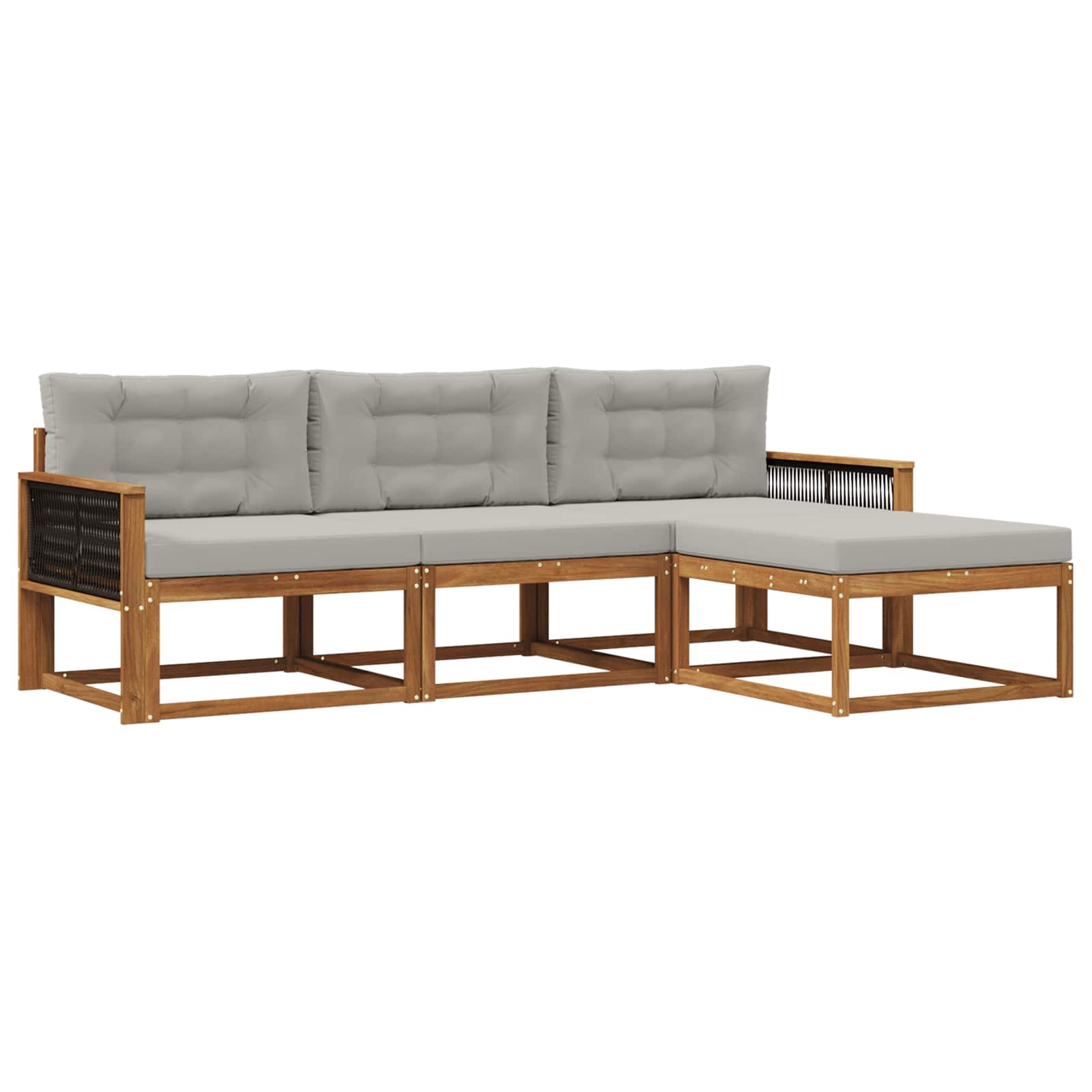 Set vanjskih sofa s jastukom 4 pcs Prirodna i Svjetlosiva