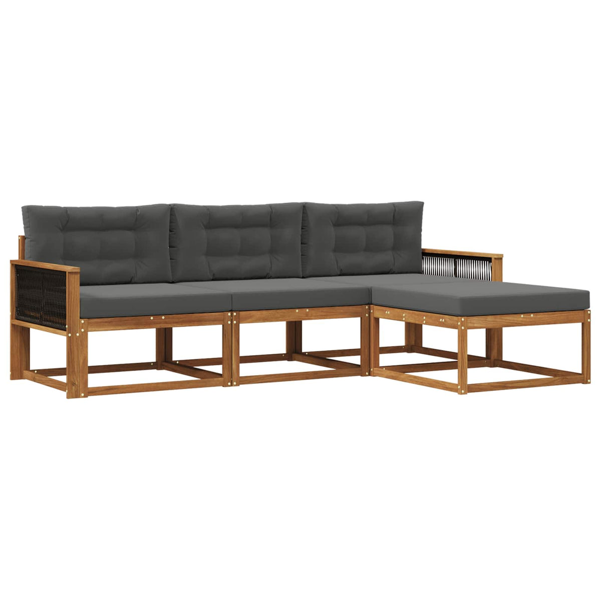 Set vanjskih sofa 4 kom. Prirodna i antracit