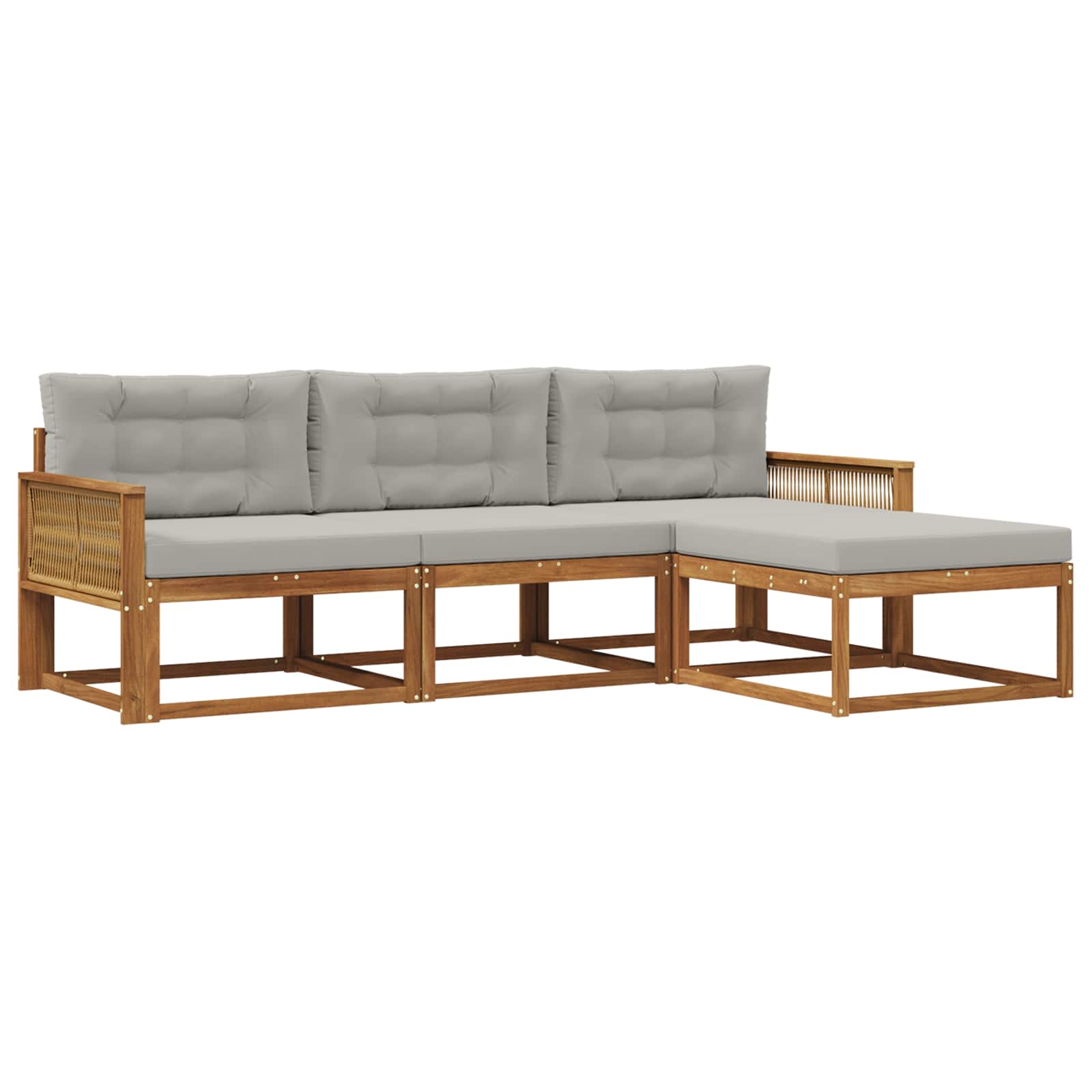 Set vanjskih sofa 4 pcs Prirodna i Svjetlosiva