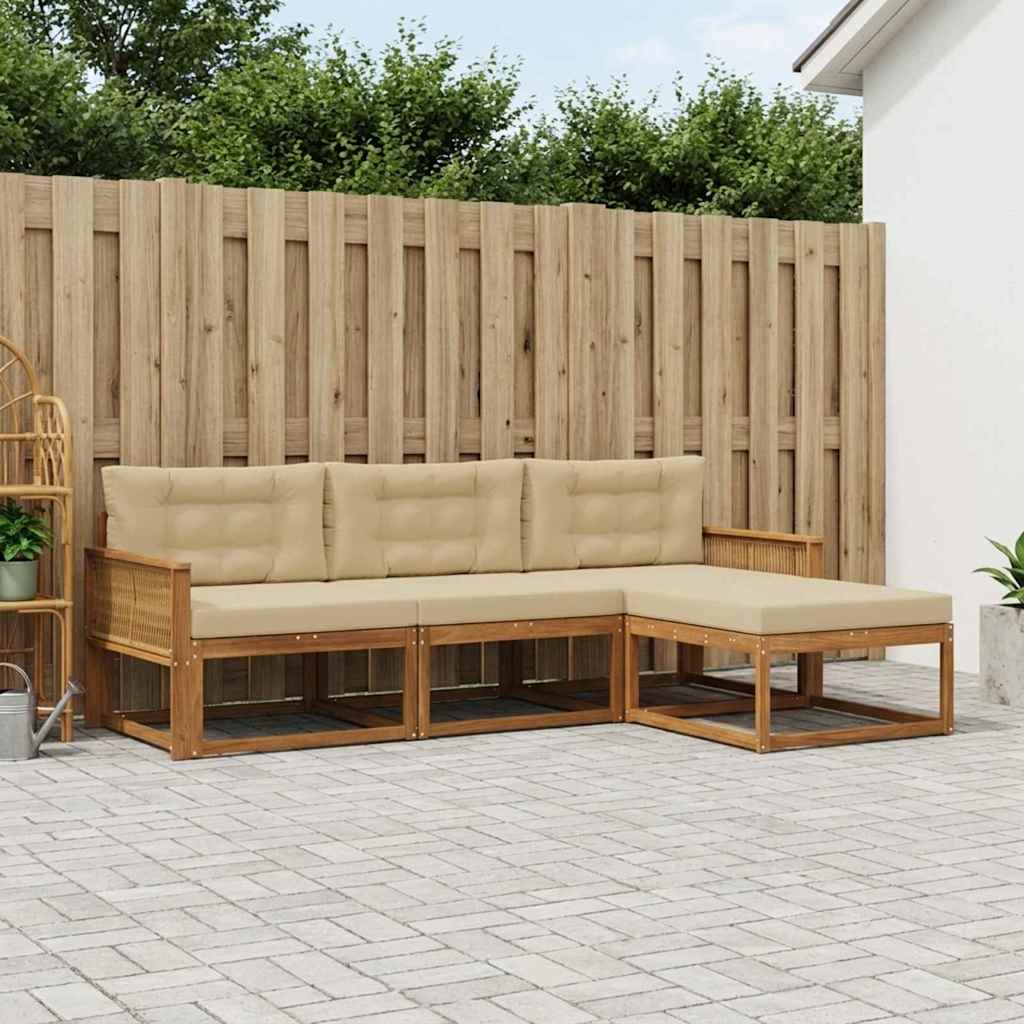 Set vanjskih sofa 4 kom. Prirodna i bež