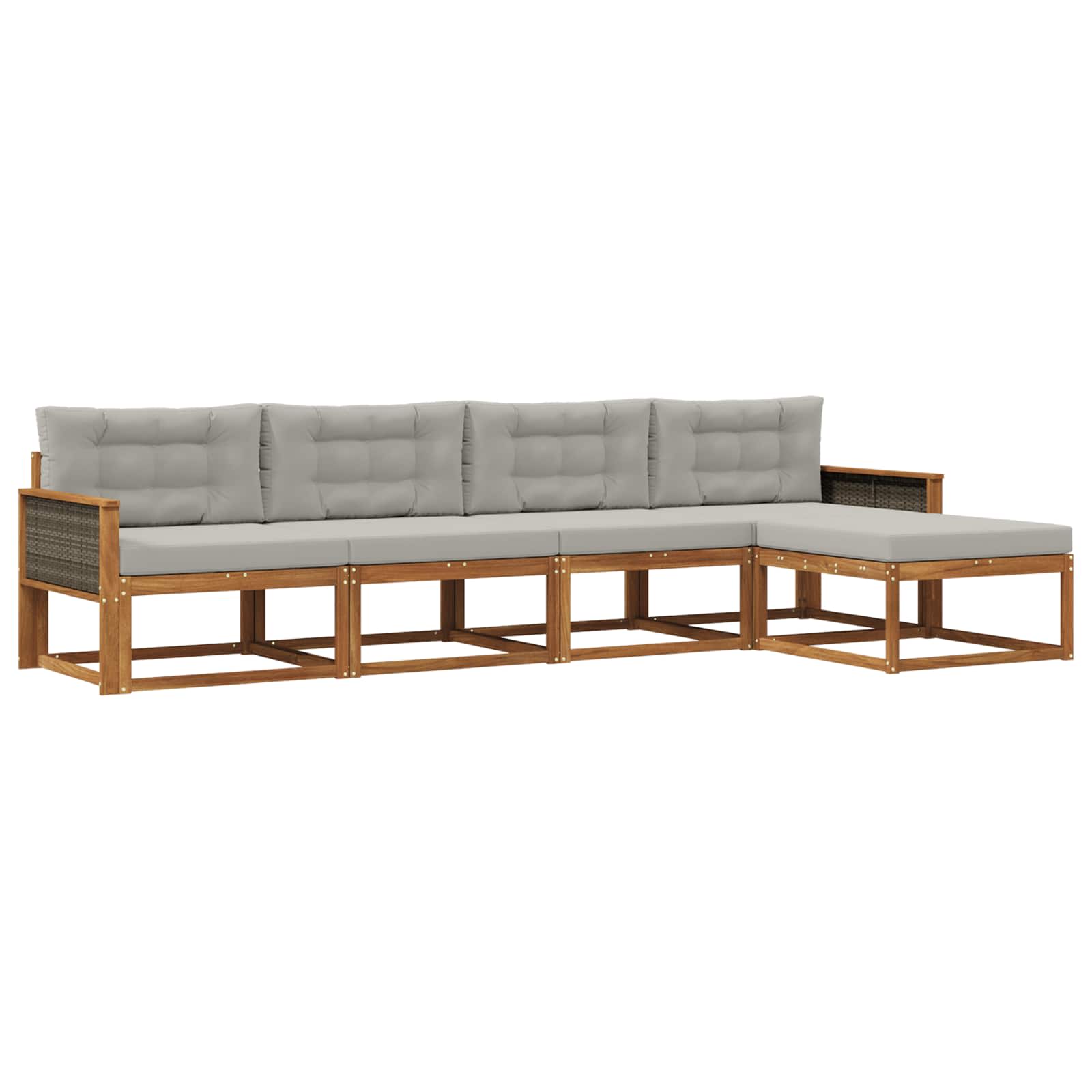 Set vanjskih sofa s jastukom 5 pcs Prirodna i Svjetlosiva