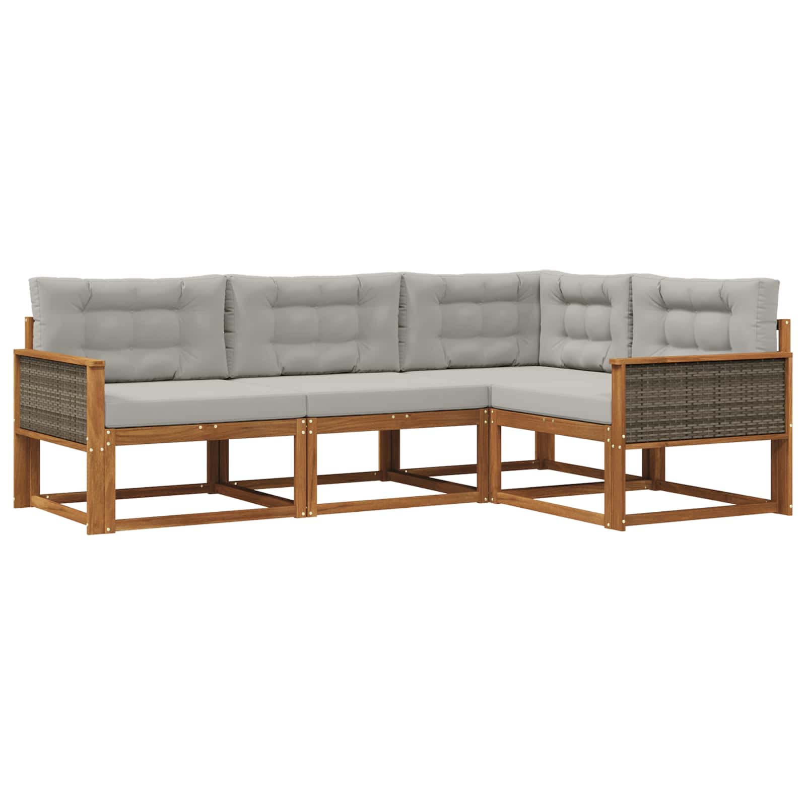 Set vanjskih sofa s jastukom 4 pcs Prirodna i Svjetlosiva