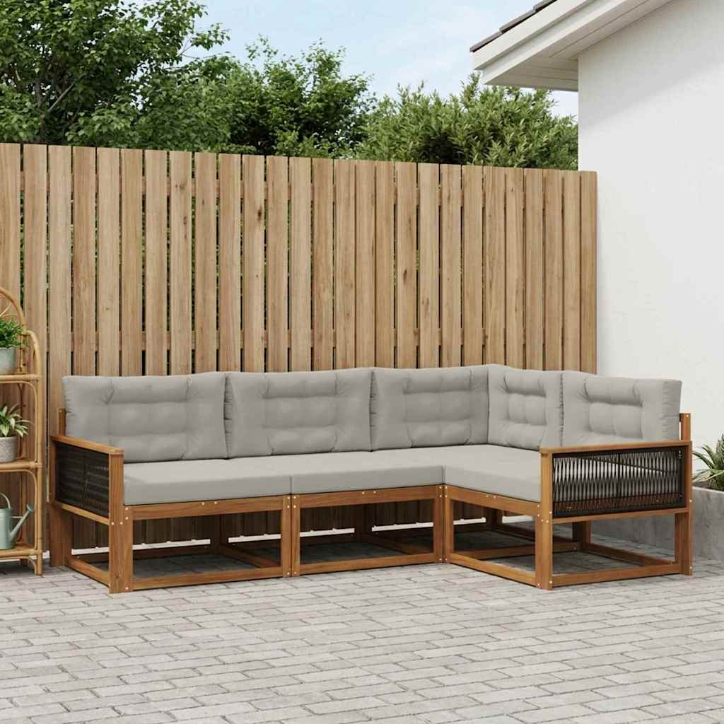 Set vanjskih sofa s jastukom 4 pcs Prirodna i Svjetlosiva