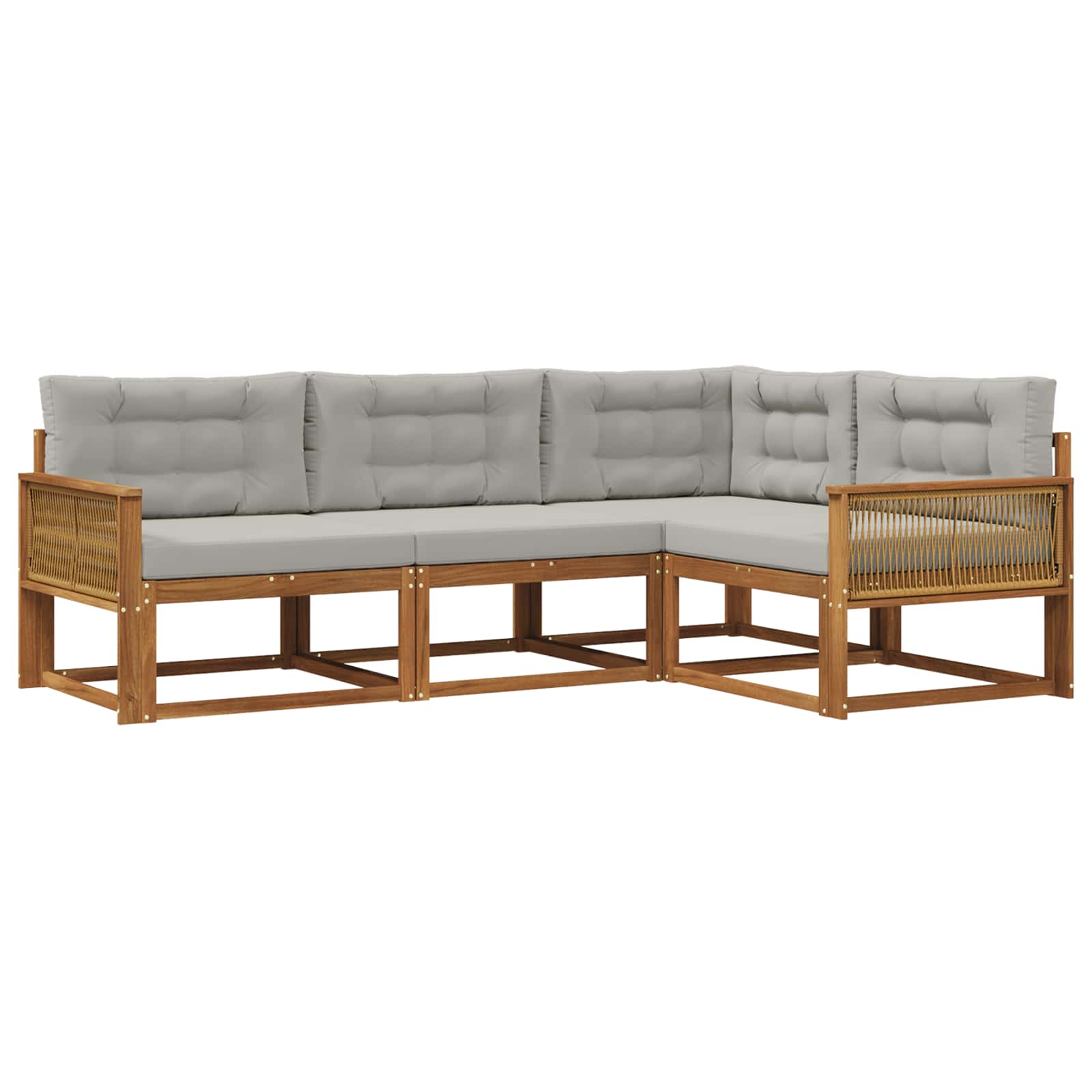 Set vanjskih sofa s jastukom 4 pcs Prirodna i Svjetlosiva