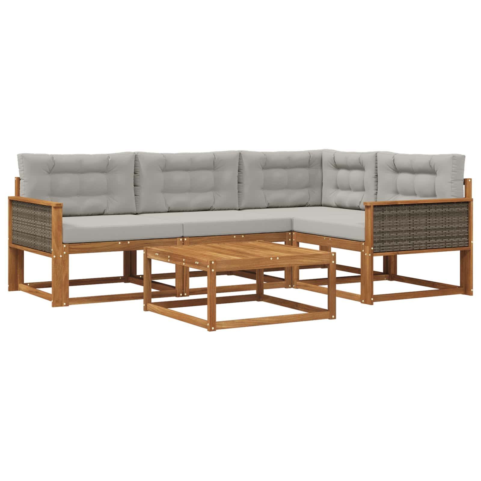Set vanjskih sofa s jastukom 5 pcs Prirodna i Svjetlosiva