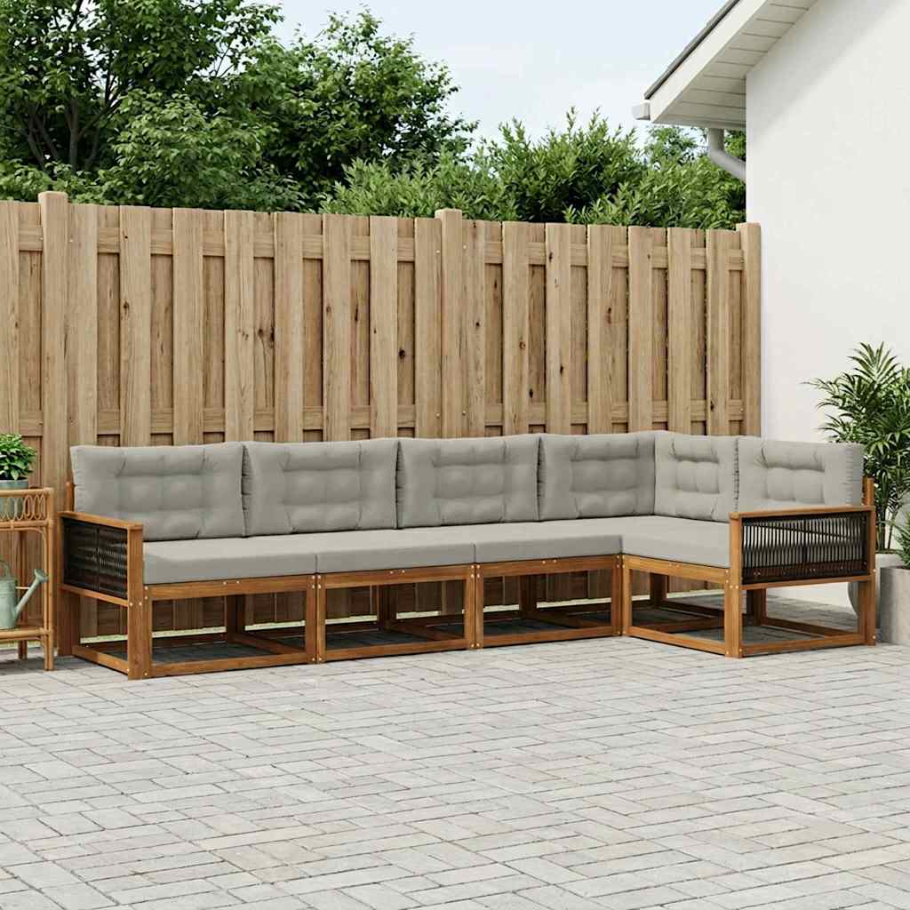 Set vanjskih sofa 5 pcs Prirodna i Svjetlosiva