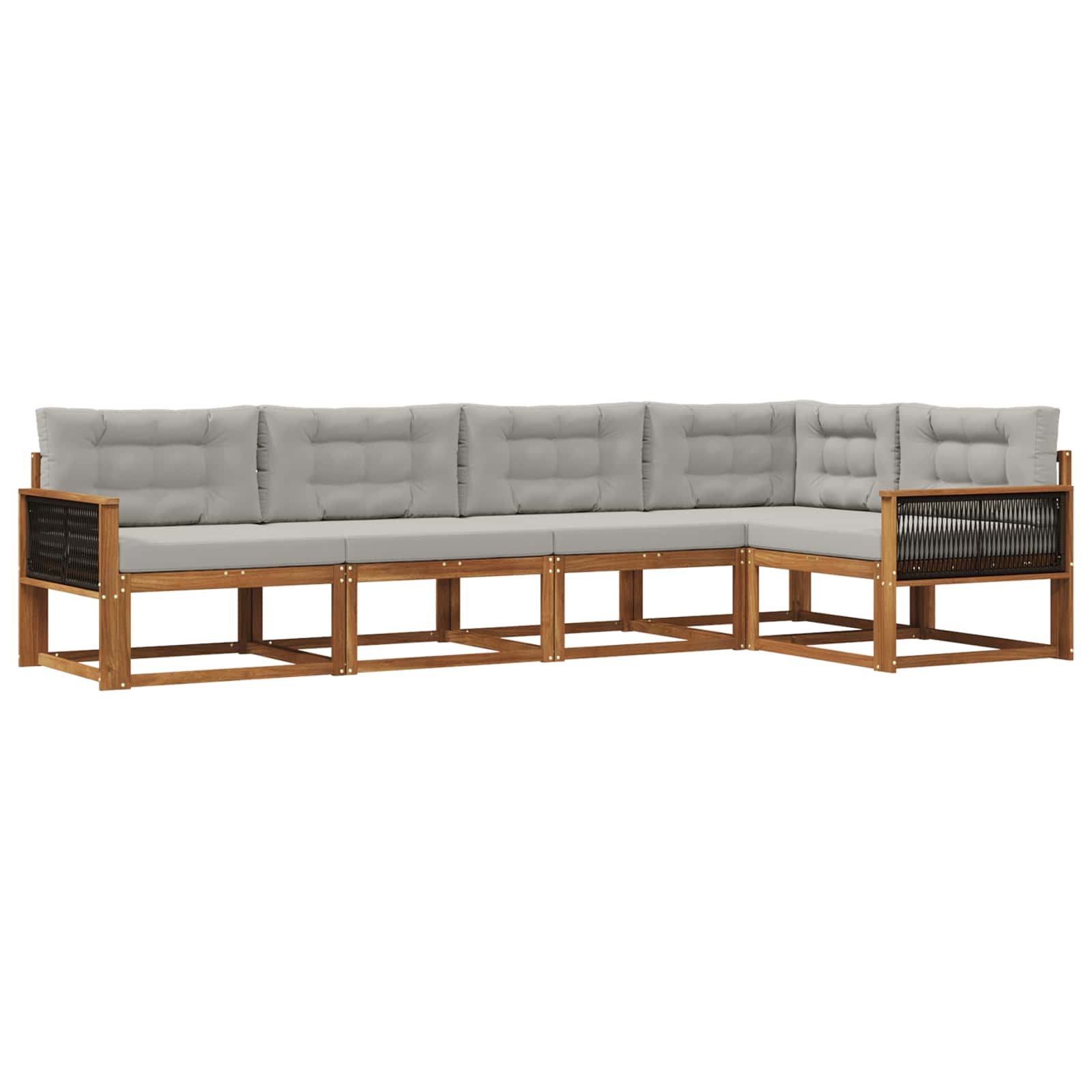 Set vanjskih sofa s jastukom 5 pcs Prirodna i Svjetlosiva