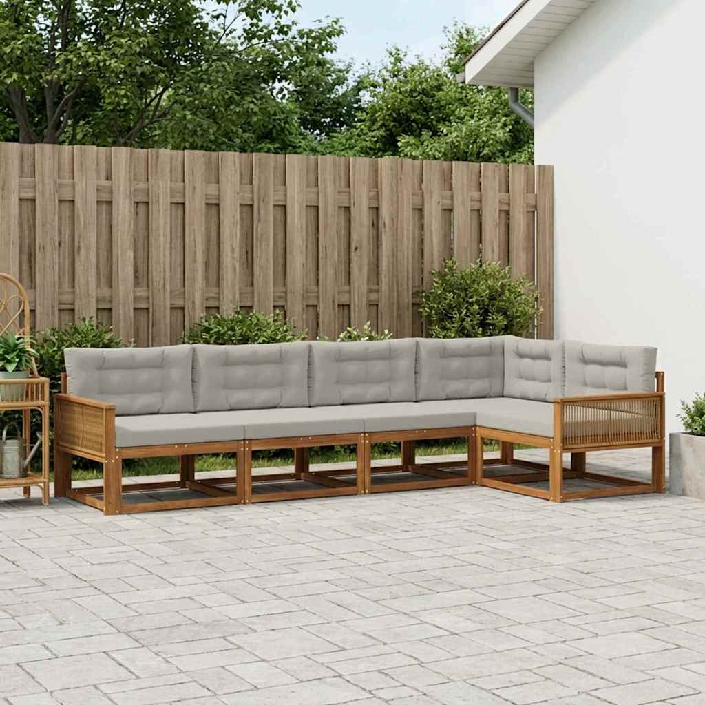 Set vanjskih sofa 5 pcs Prirodna i Svjetlosiva