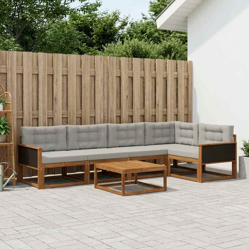 Set vanjskih sofa 6 pcs Prirodna i Svjetlosiva