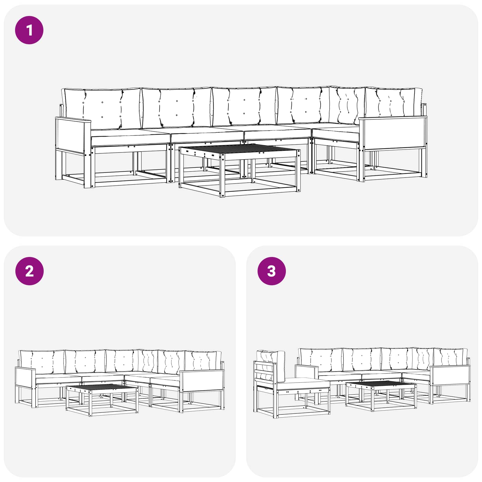 Set vanjskih sofa 6 pcs Prirodna i Svjetlosiva