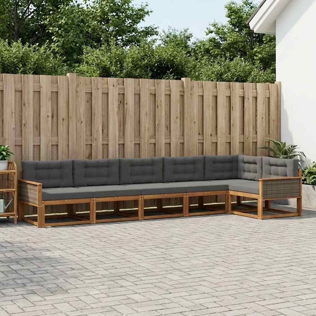 Set vanjskih sofa s jastukom 6 pcs Prirodna i antracit