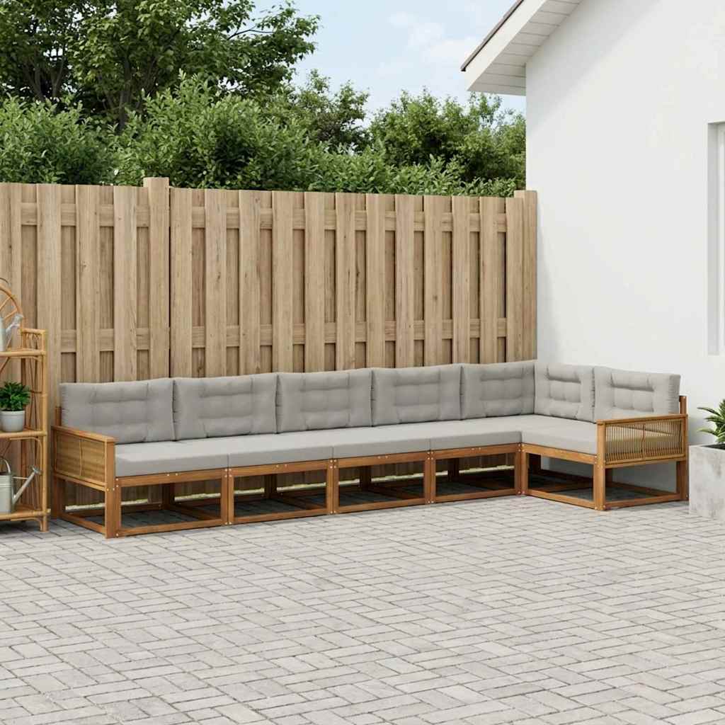 Set vanjskih sofa 6 kom. Prirodna i Svjetlosiva