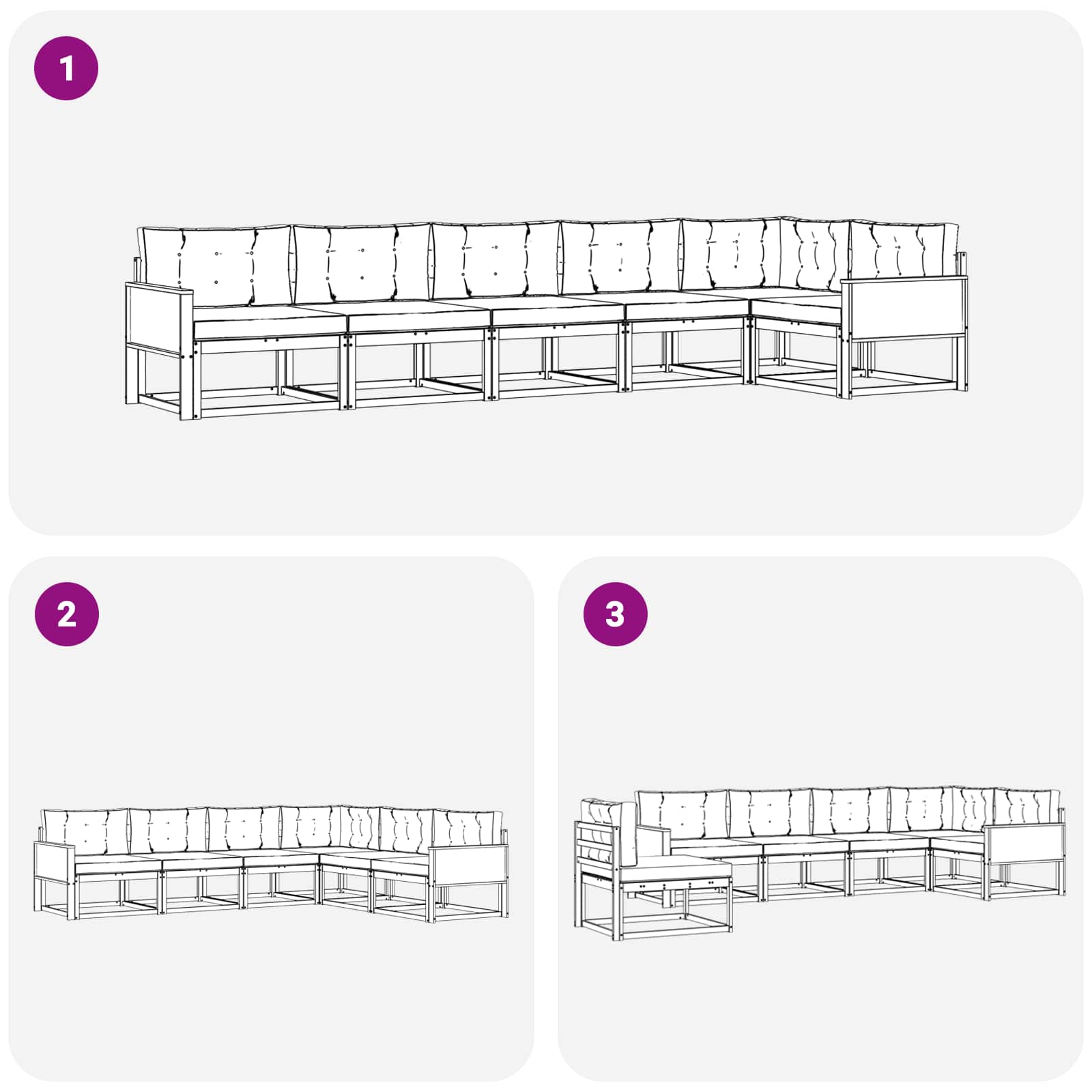 Set vanjskih sofa 6 kom. Prirodna i Svjetlosiva