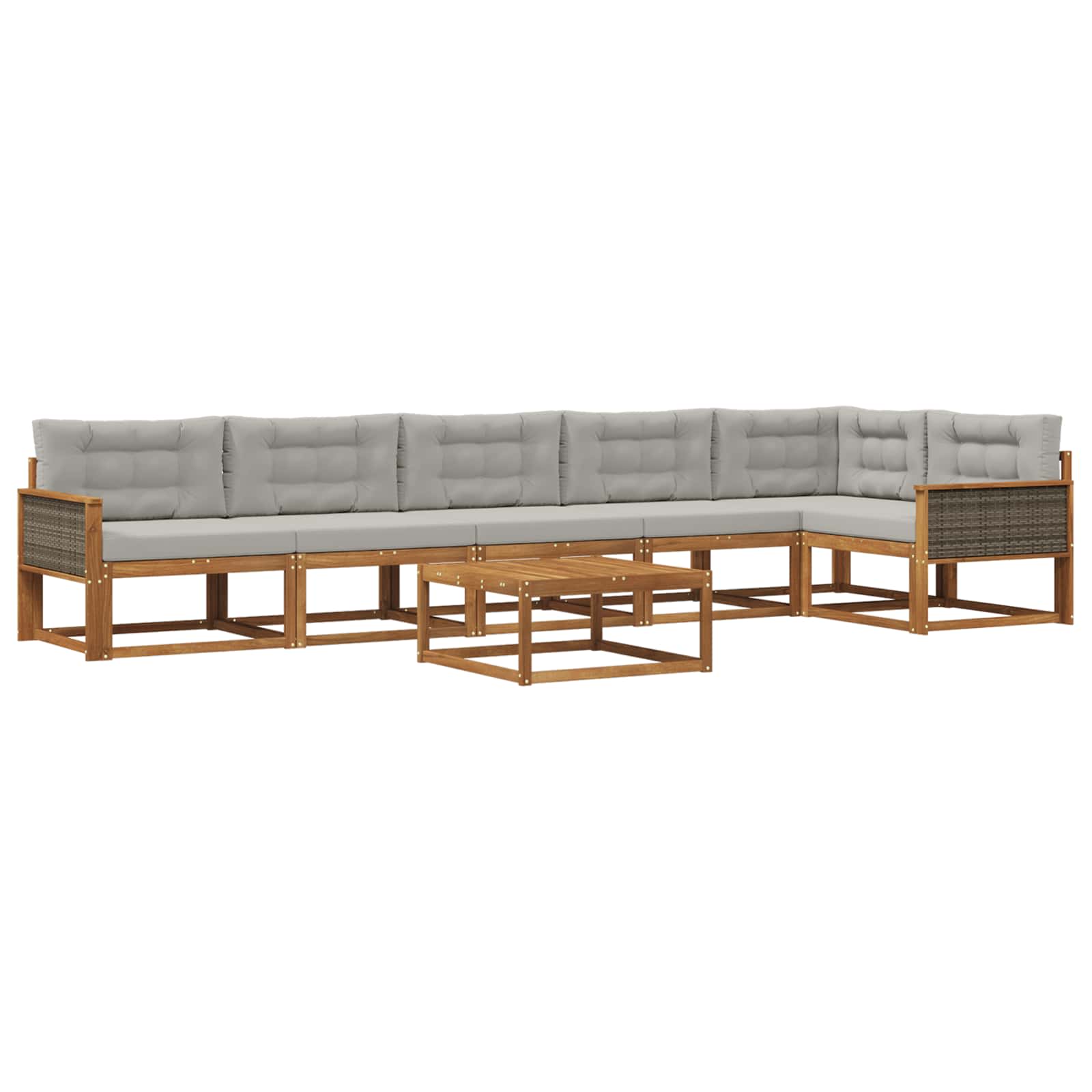 Set vanjskih sofa s jastukom 7 pcs Prirodna i Svjetlosiva