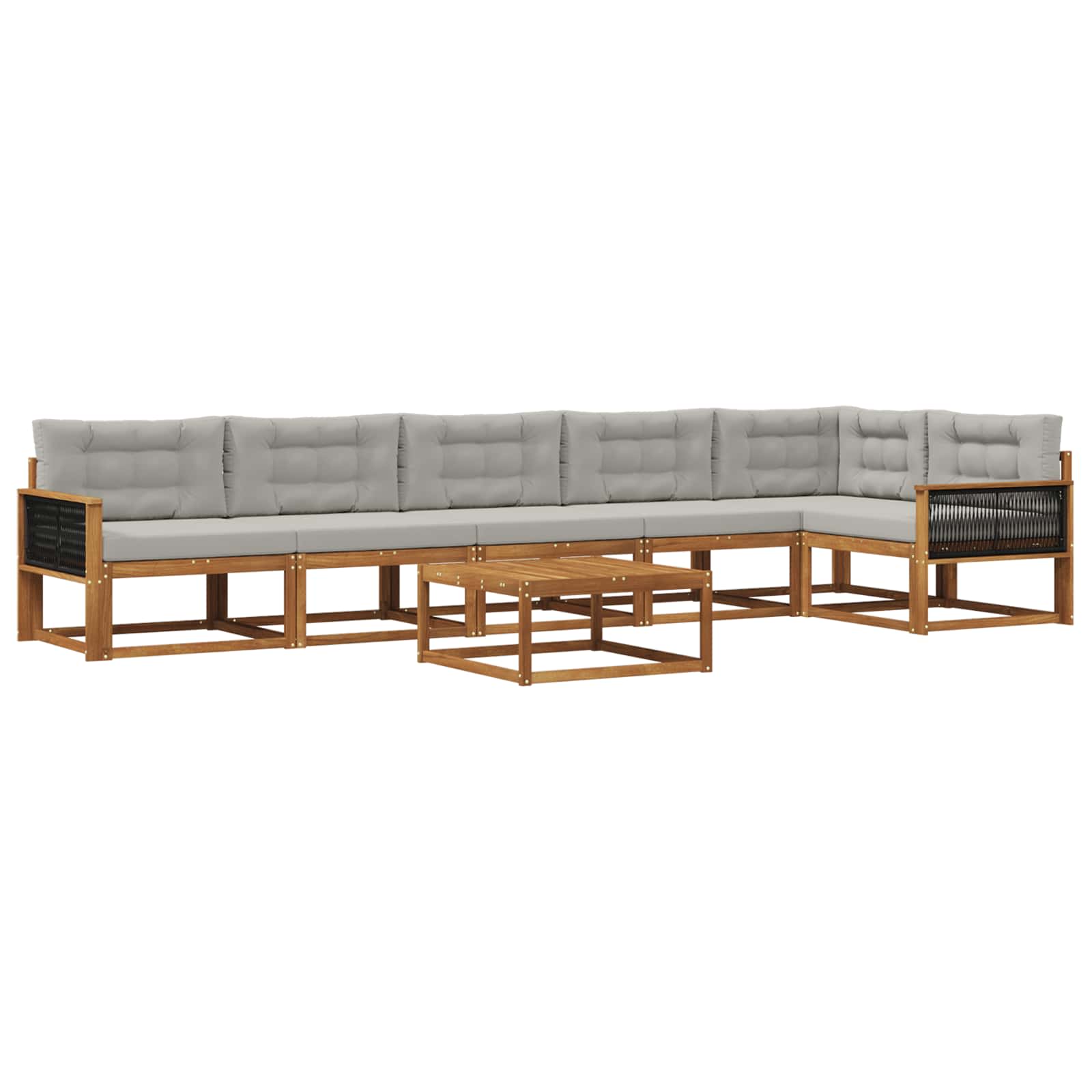 Set vanjskih sofa s jastukom 7 pcs Prirodna i Svjetlosiva
