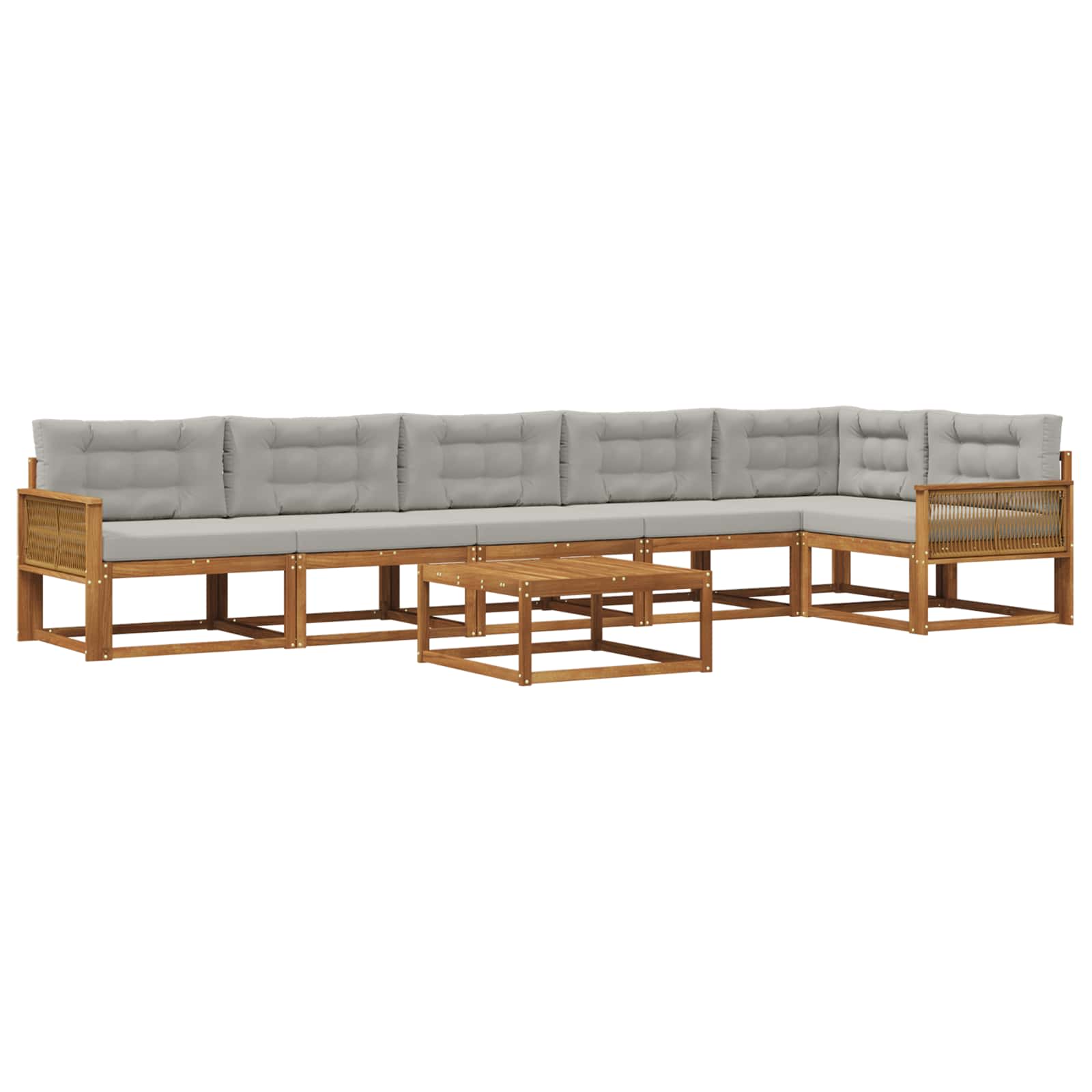 Set vanjskih sofa s jastukom 7 pcs Prirodna i Svjetlosiva