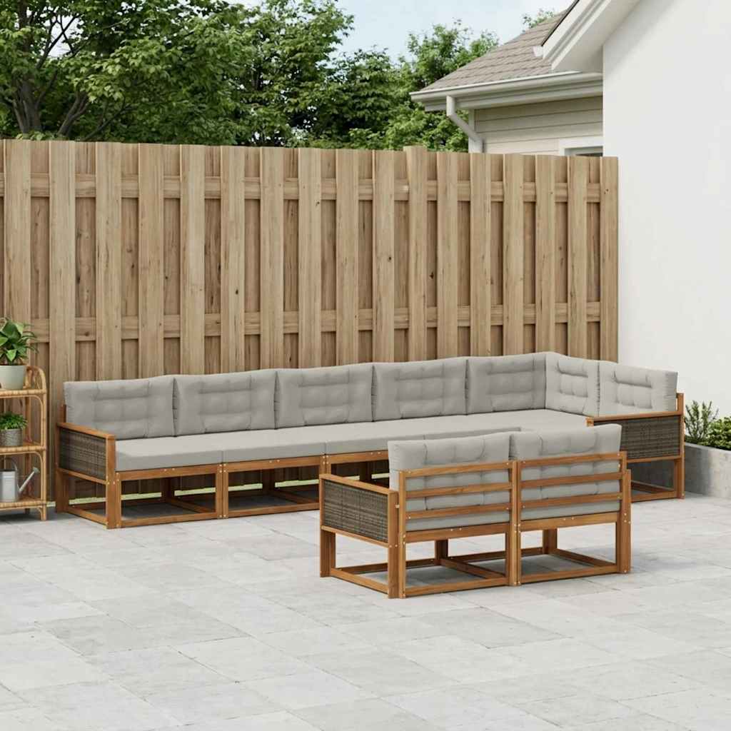Set vanjskih sofa 8 pcs Prirodna i Svjetlosiva