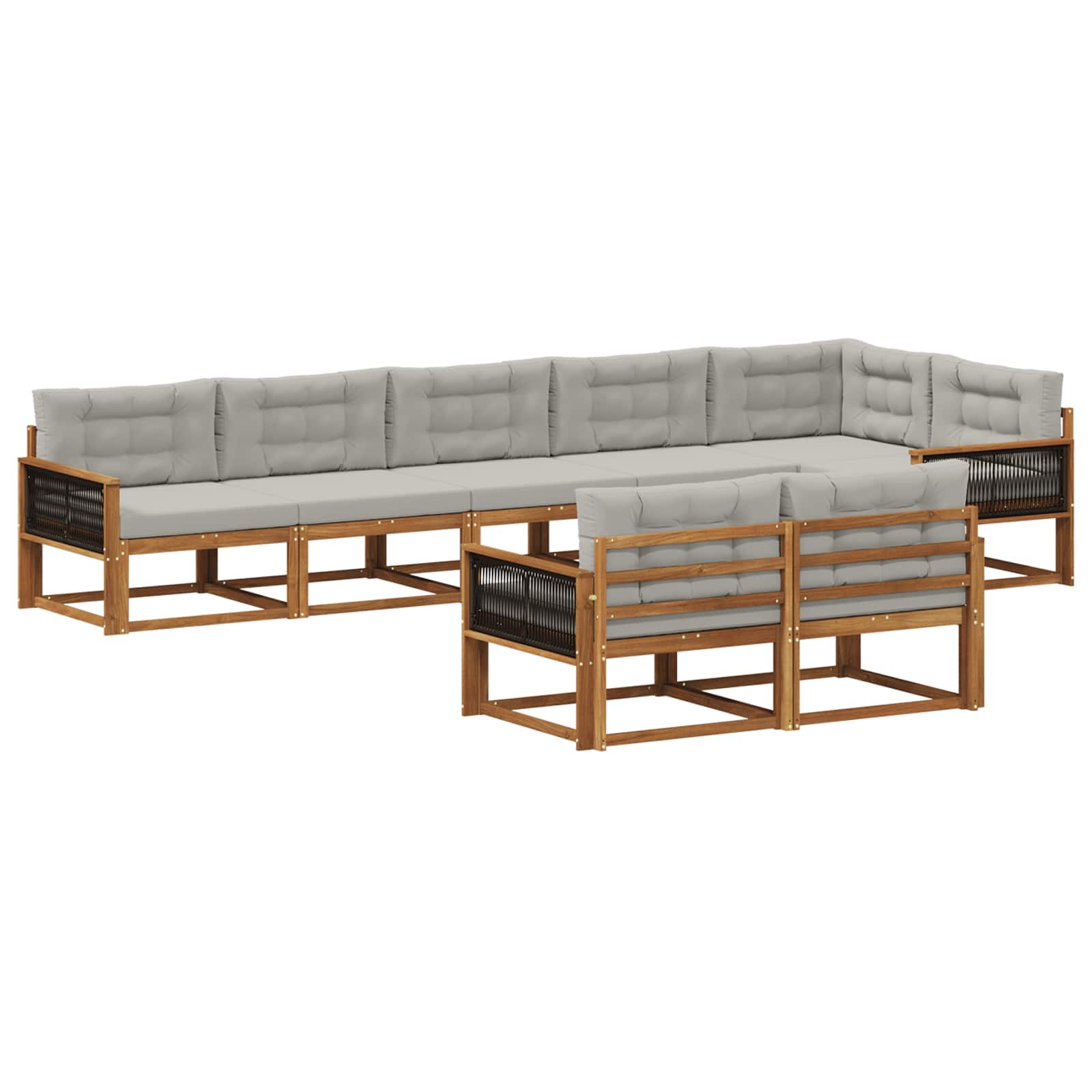 Set vanjskih sofa s jastukom 8 pcs Prirodna i Svjetlosiva
