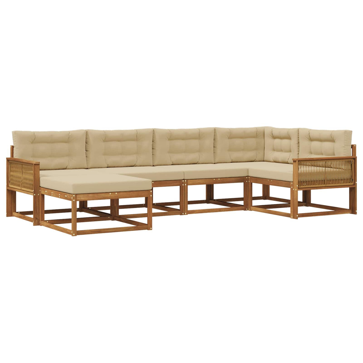 Set vanjskih sofa 6 kom. Prirodna i bež Smeđa 327 x 168,5 x 73 cm